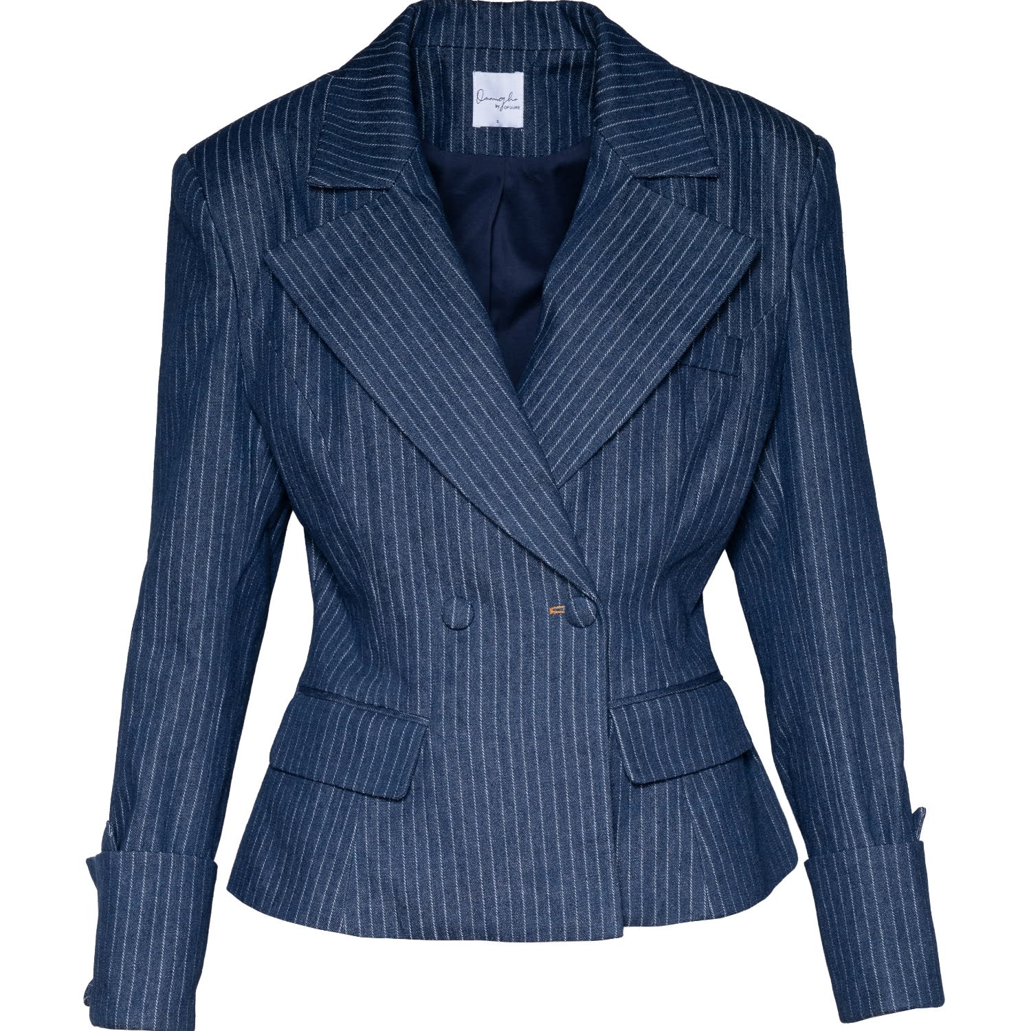 Women's Blue Denim Pinstripe Kaia Blazer | 3Xl | Ofuure