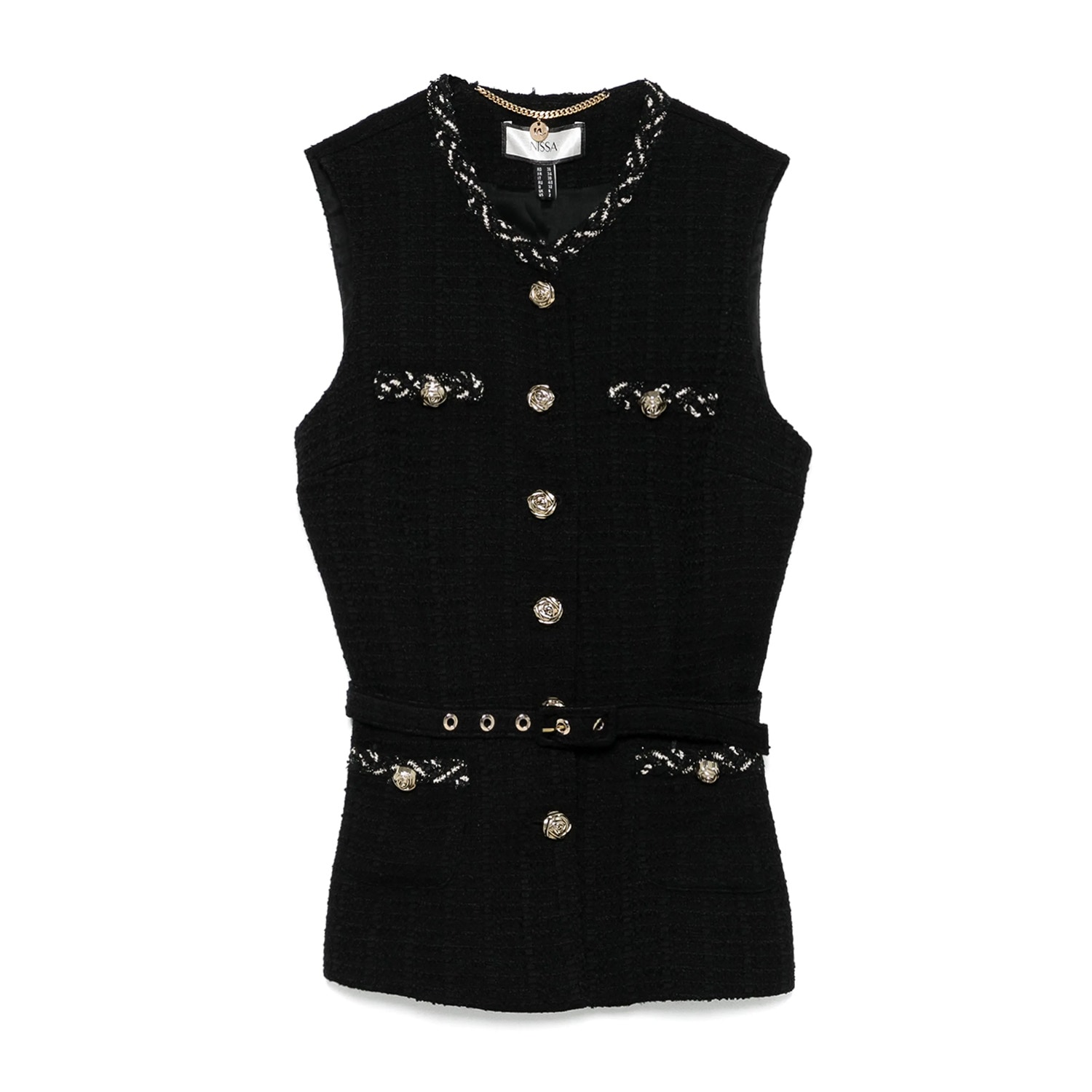 Nissa Bouclé Gilet In Black