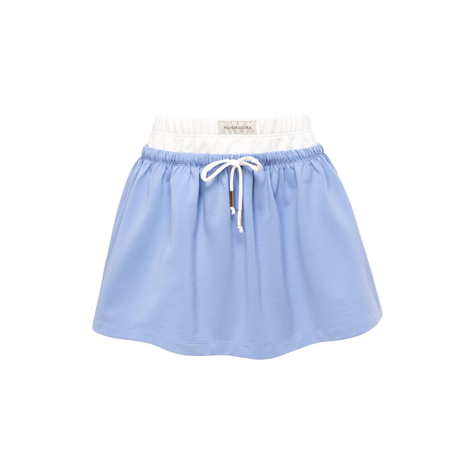 Mandragora Blue Cotton Skirt With Contrasting Fabrics – Goia In Blue