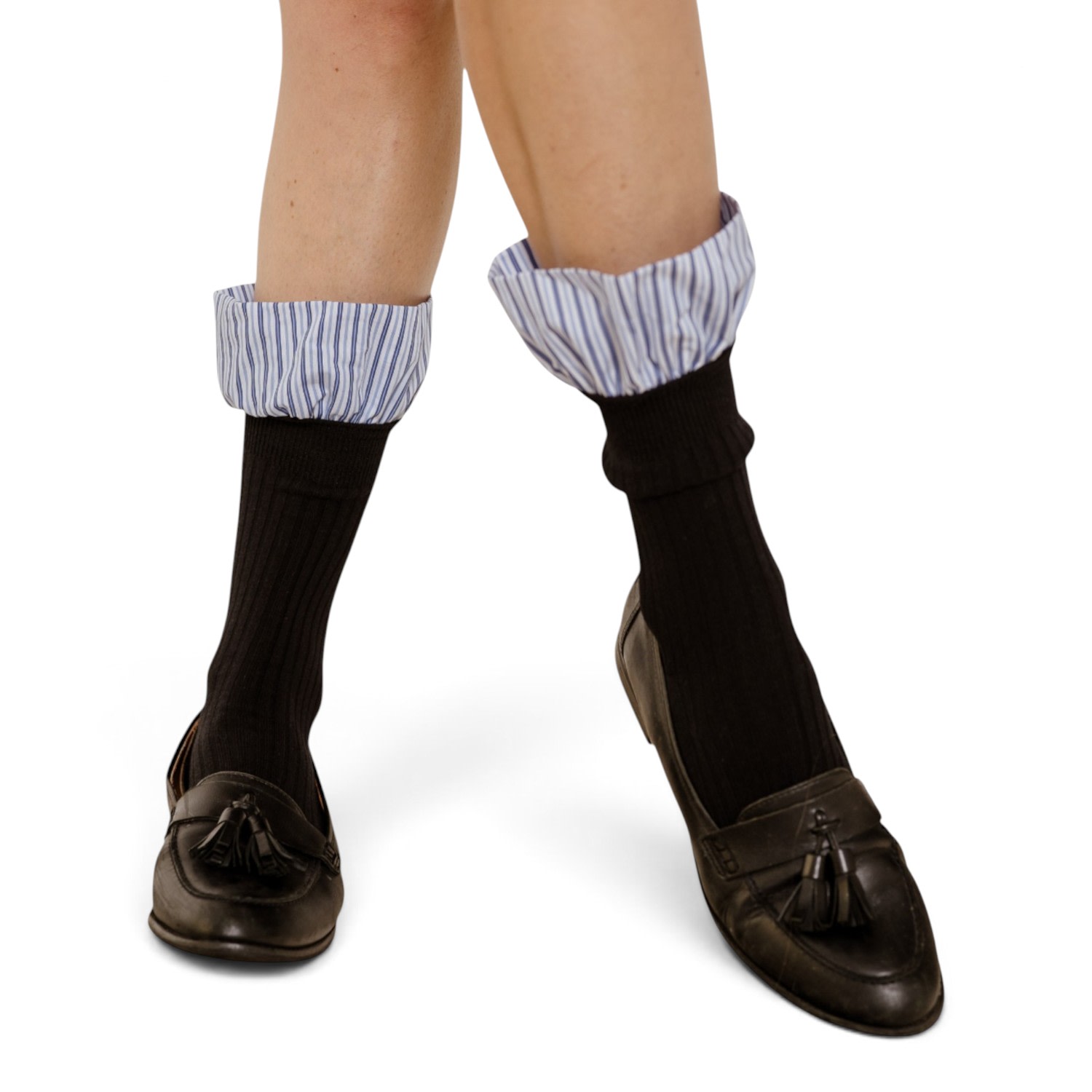 High Heel Jungle By Kathryn Eisman Women's Lauren Pinstripe Cuff Socks - Black