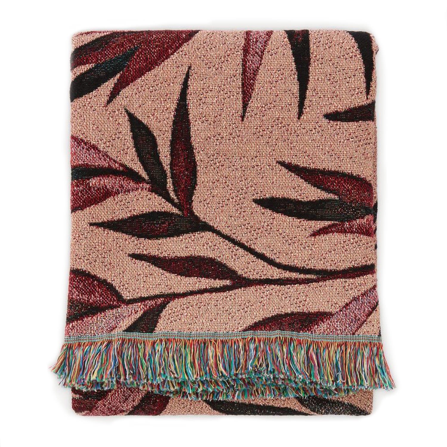 Pink / Purple / Red Growth Blush & Pink Red Recycled Cotton Woven Throw One Size Rosanna Corfe