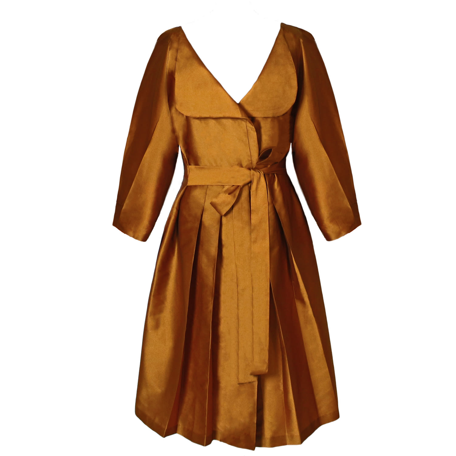 Richa Sharma Women's Brown / Gold Collared Tunic In Tafetta Silk On Mocha Mousse Hue In Brown/gold