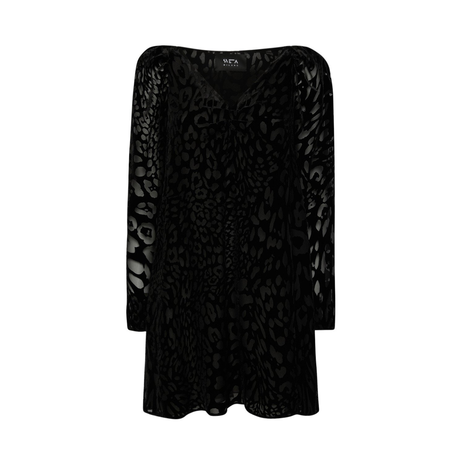 Sveta Milano Women's Black Yale Devoré-velvet Dress In Leopard Motif In Black