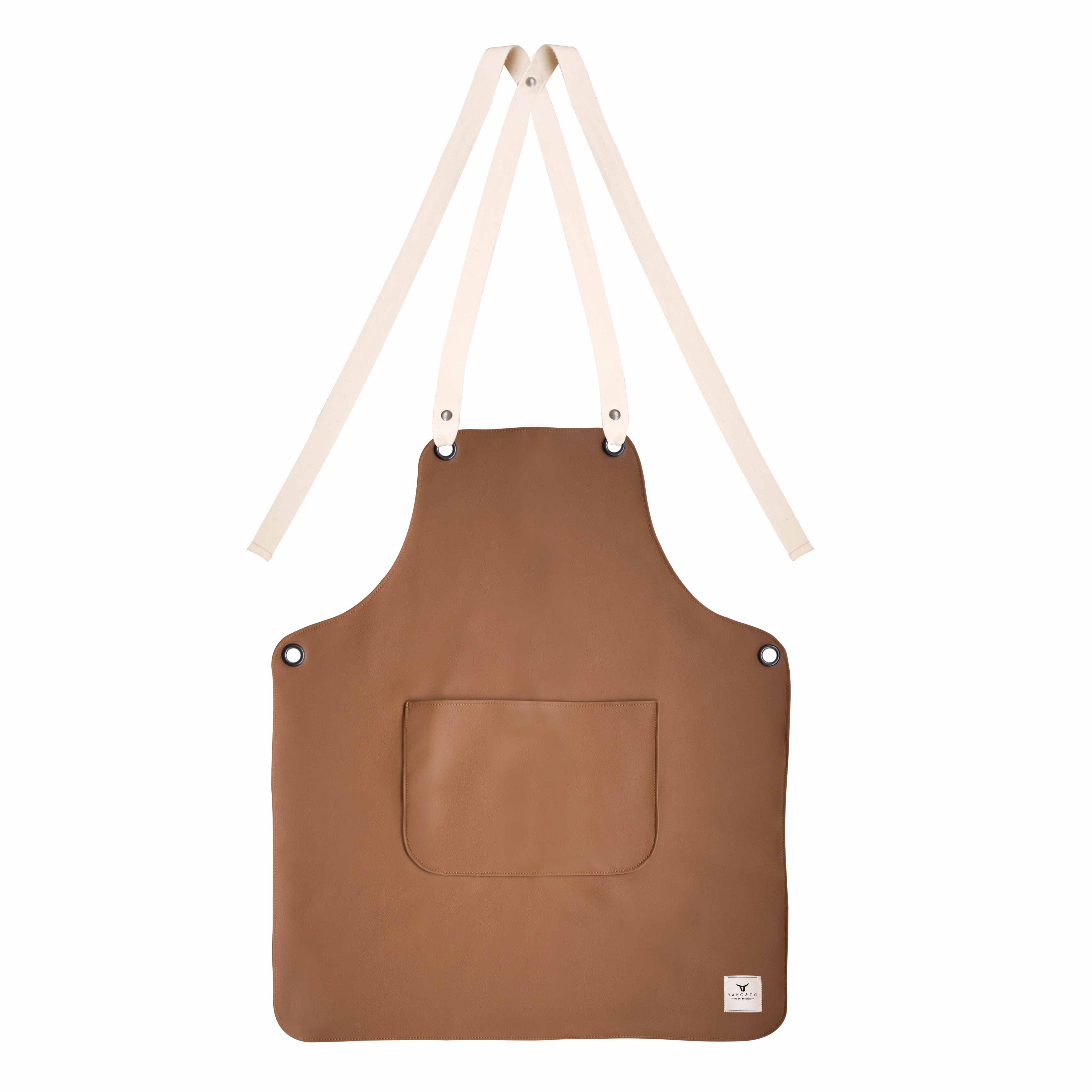 Minimalist Vegan Leather Apron, Hazelnut Brown One Size Yako & Co