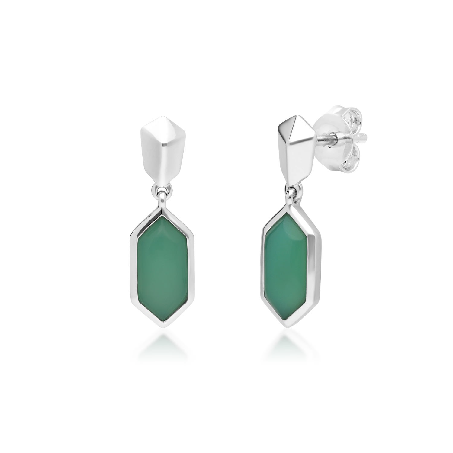 Women’s Green Micro Statement Chrysoprase Dangle Earrings In Sterling Silver Gemondo