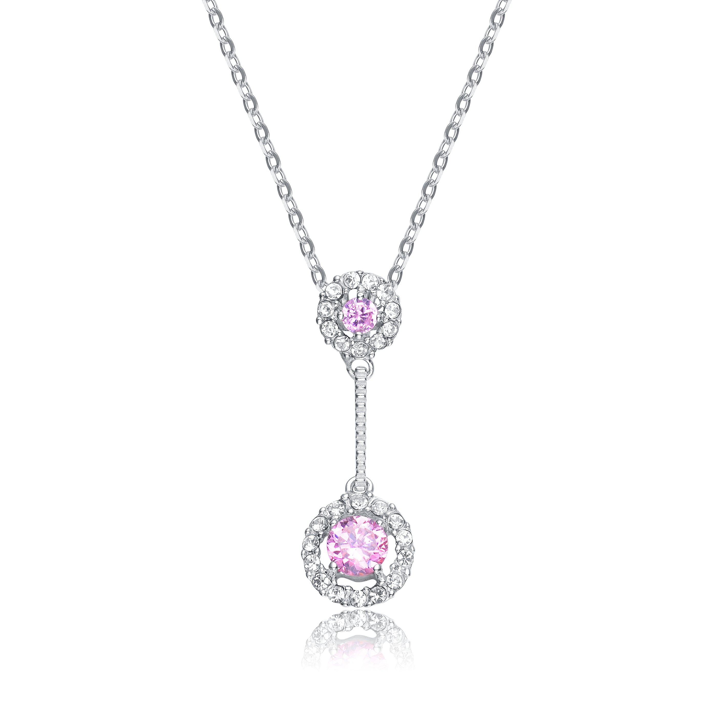 Women’s Pink / Purple / White Marie Double Pink Drop Pendant Genevive Jewelry