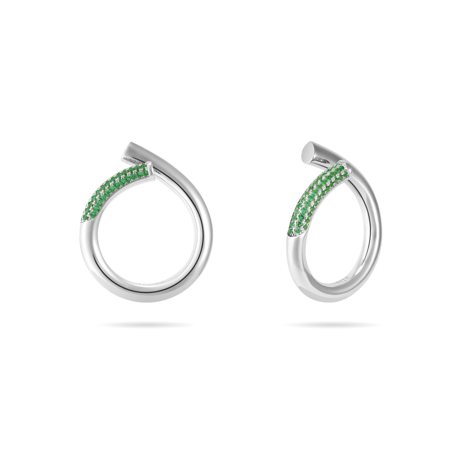 Meulien Women's Silver / Green Open Twist Waterdrop Ring - Silver, Green Stone In Silver/green