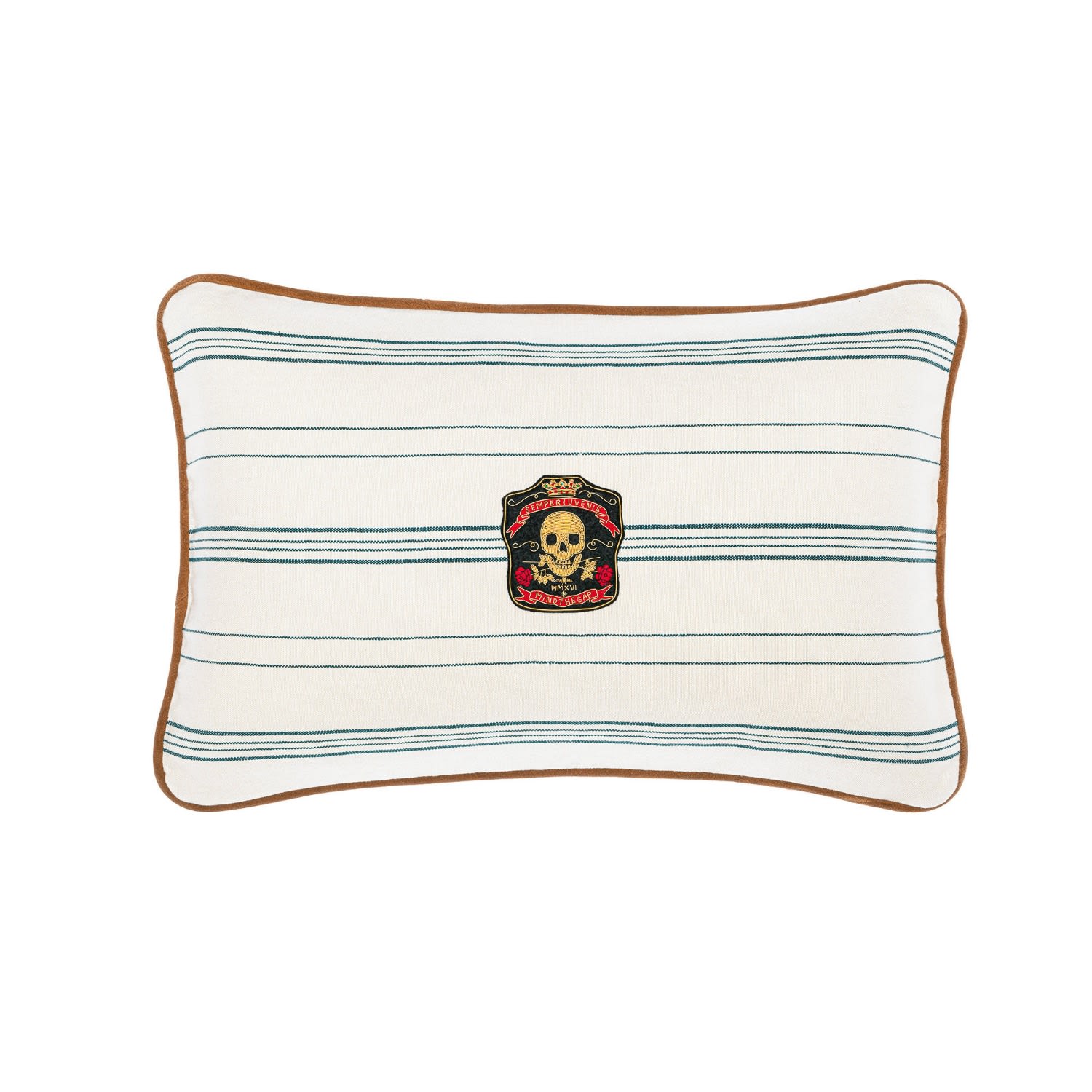 Neutrals / Blue Wichita Stripes Rectangular Linen Cushion By Mindthegap