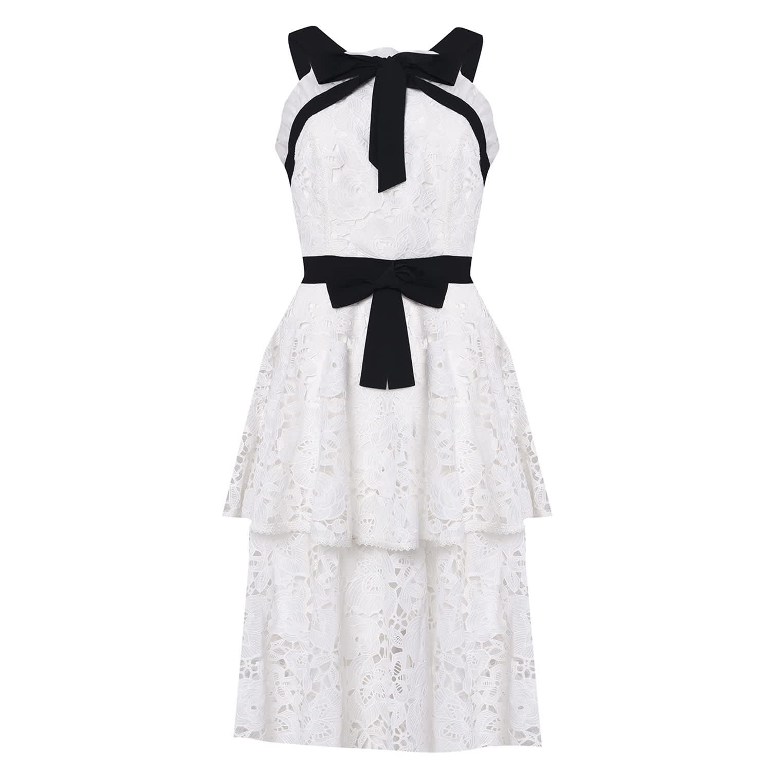 white tiered midi dress