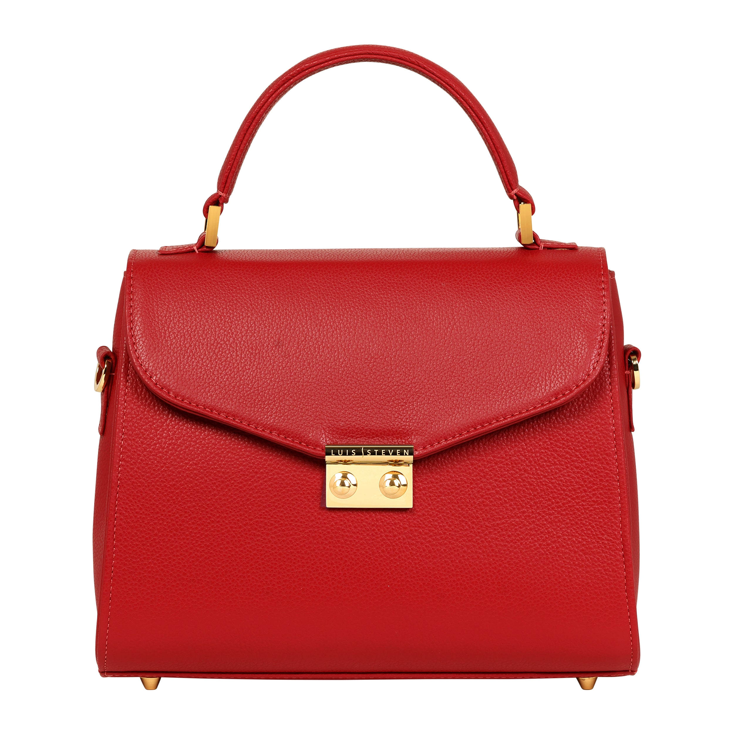 LUIS STEVEN WOMEN'S MAXINE TOP HANDLE - RED PEBBLE LEATHER