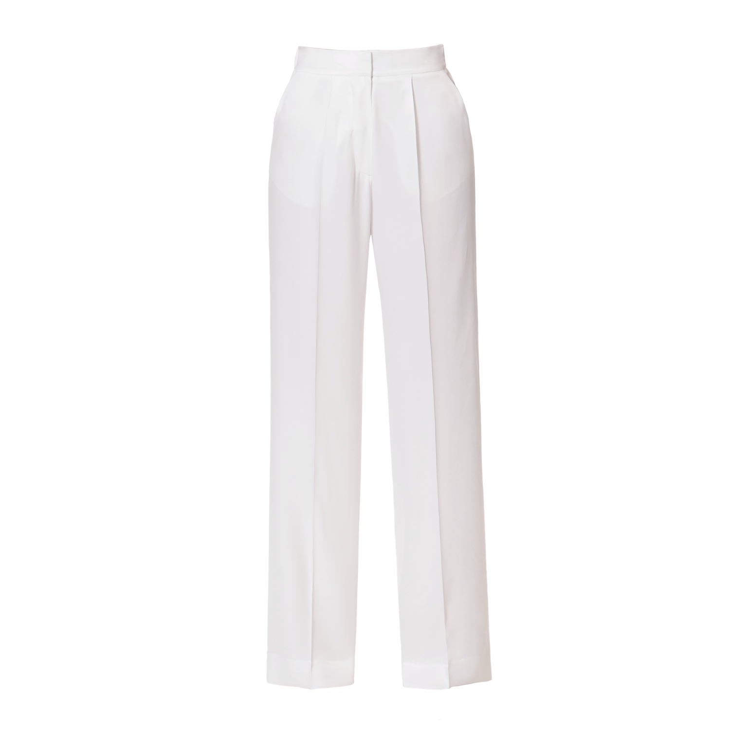 Aggi By Halewski Women's Jessie Bright White Satin Wide Pants In White