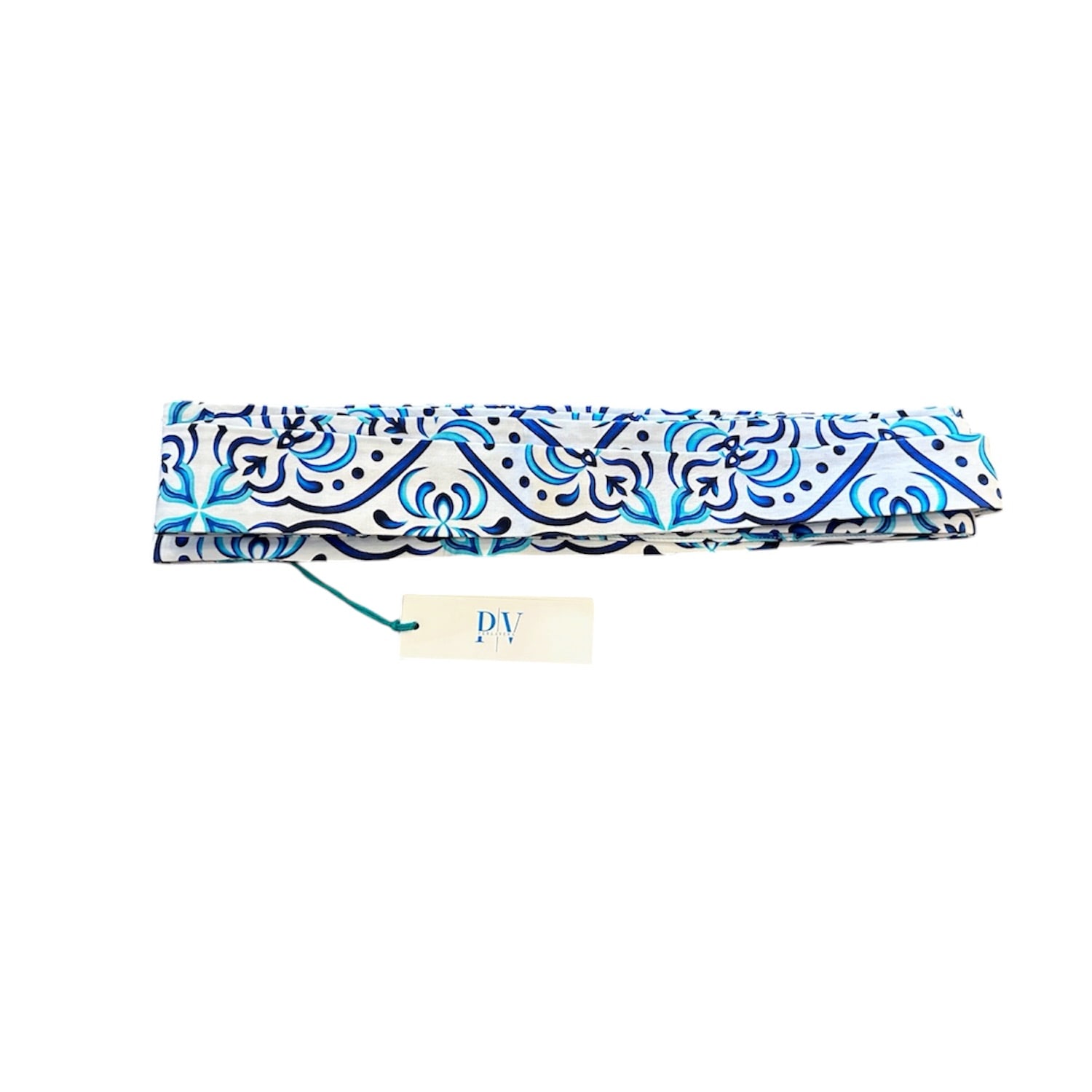 Women’s Blue / White Zelda Capri Tile Printed Belt | Small | Perlavera