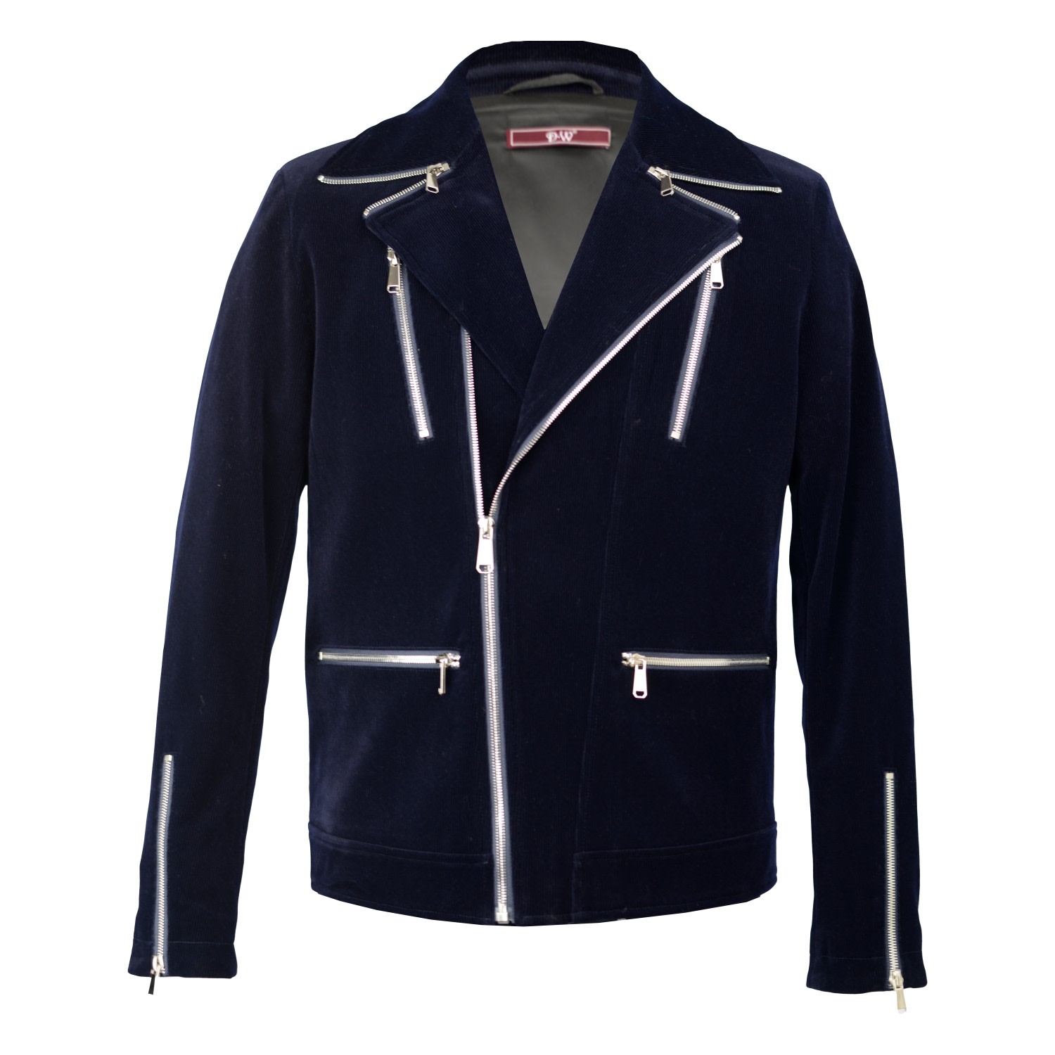 Men’s Washington Corduroy Biker Jacket - Navy Blue Small David Wej