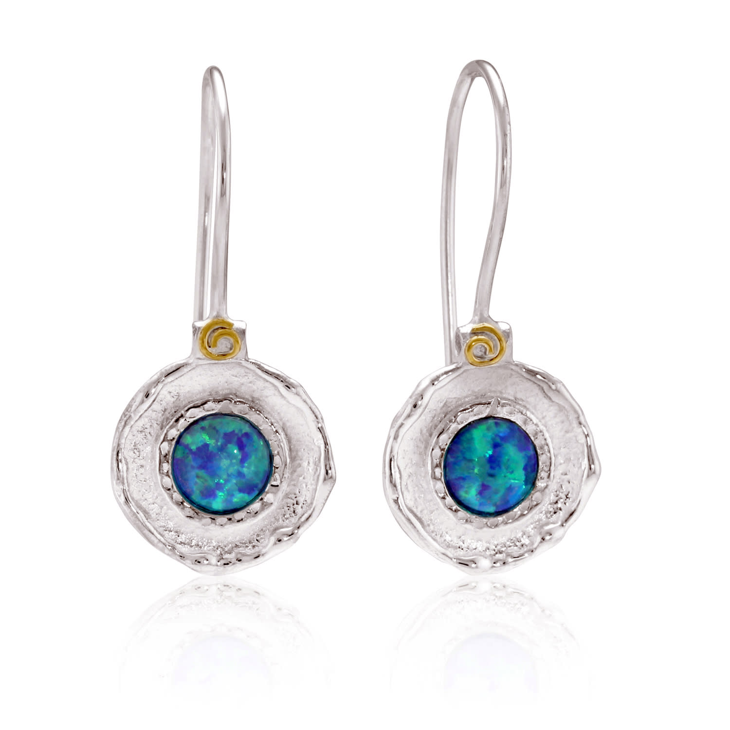 Isla Silver Women's Blue / Silver Handmade Blue Fire Opal Drop Earrings