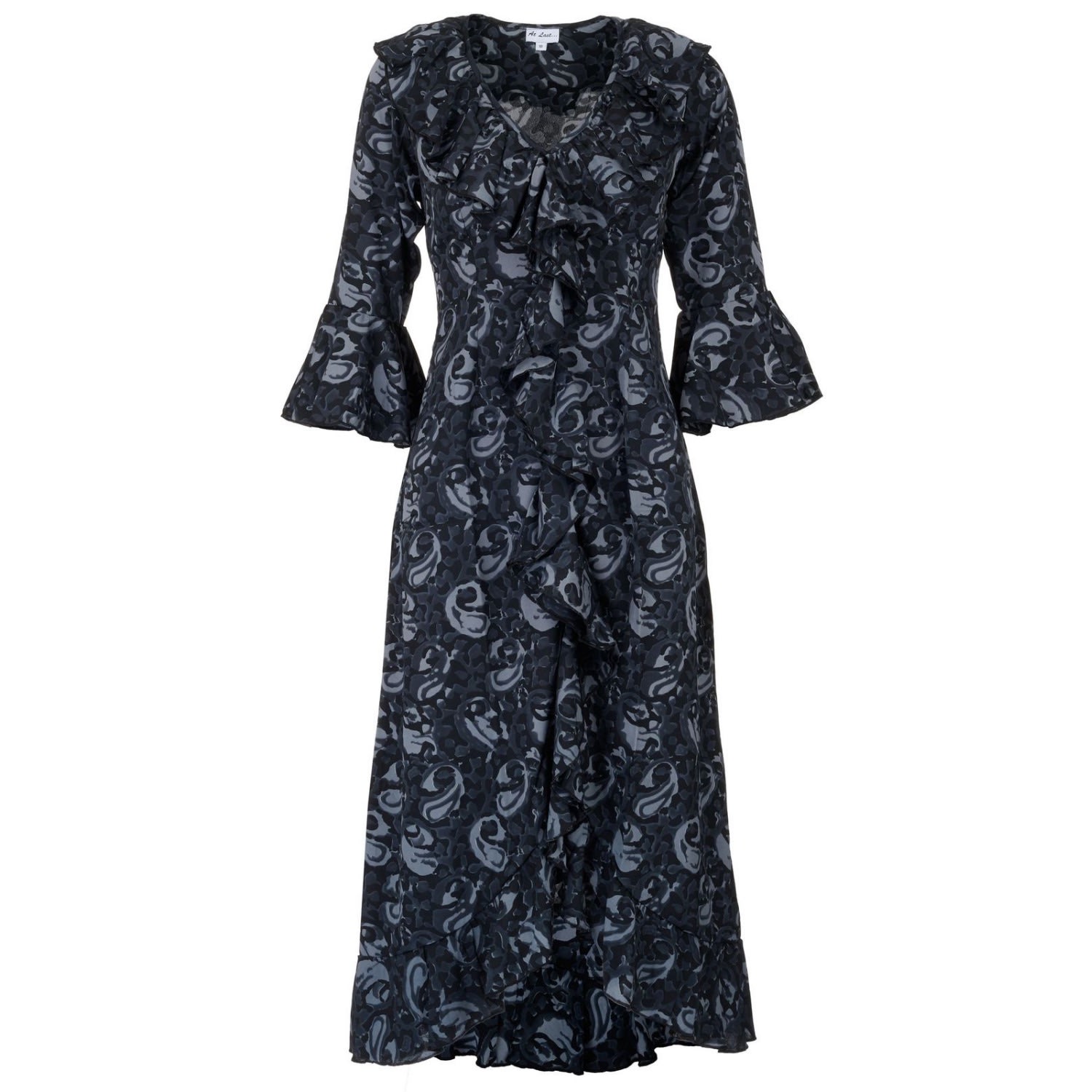 At Last... Women's Grey Felicity Midi Dress Cloudy Swirl In Grey