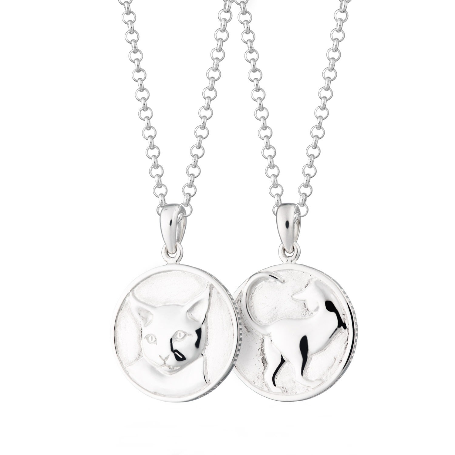 Women’s Silver Cat Heads & Tails Necklace Scream Pretty