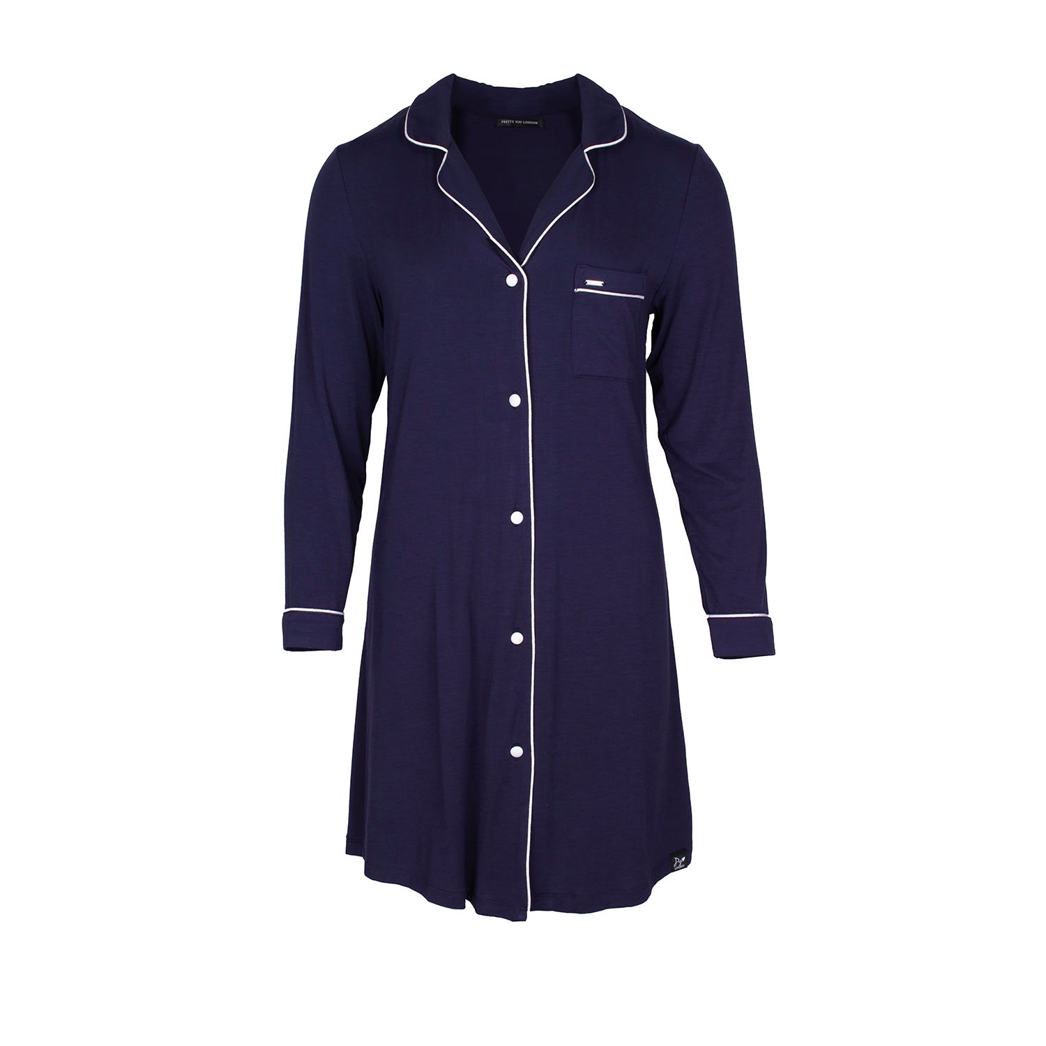 Pretty You Blue Bamboo Long Sleeved Women's Classic Nightshirt In Midnight