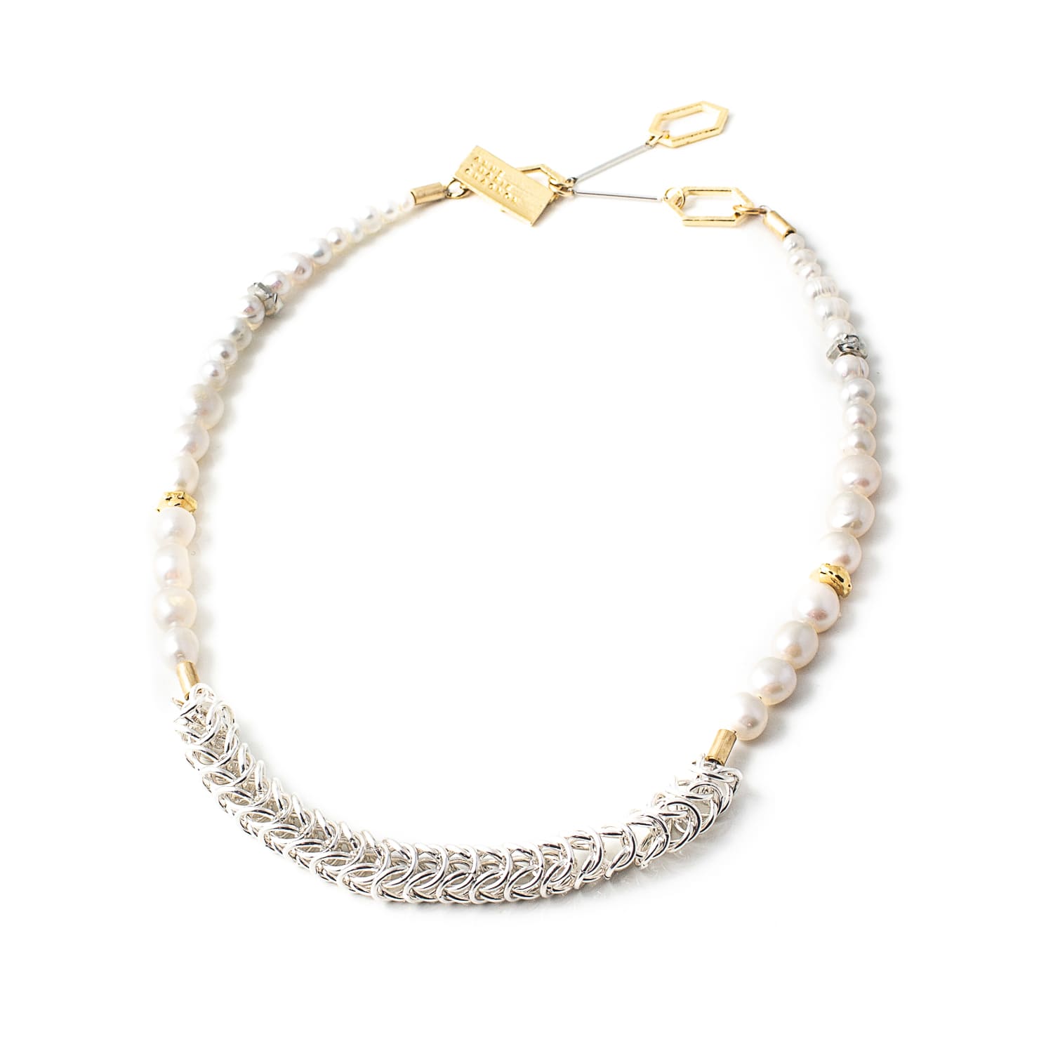 Women’s White / Gold / Silver Necklace: Royna Pearl Anne-Marie Chagnon