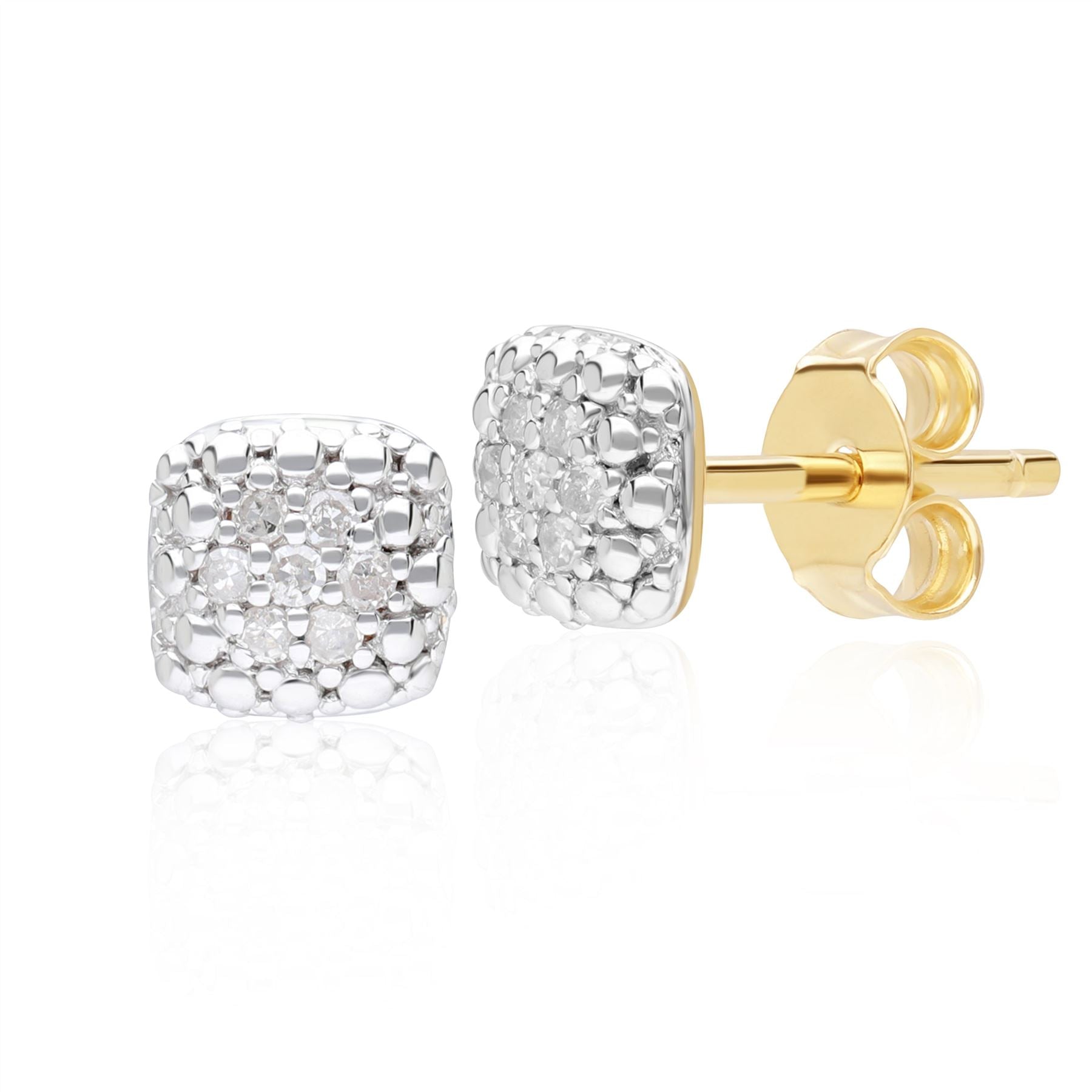 Women’s Diamond Pave Square Stud Earrings In Yellow Gold Gemondo