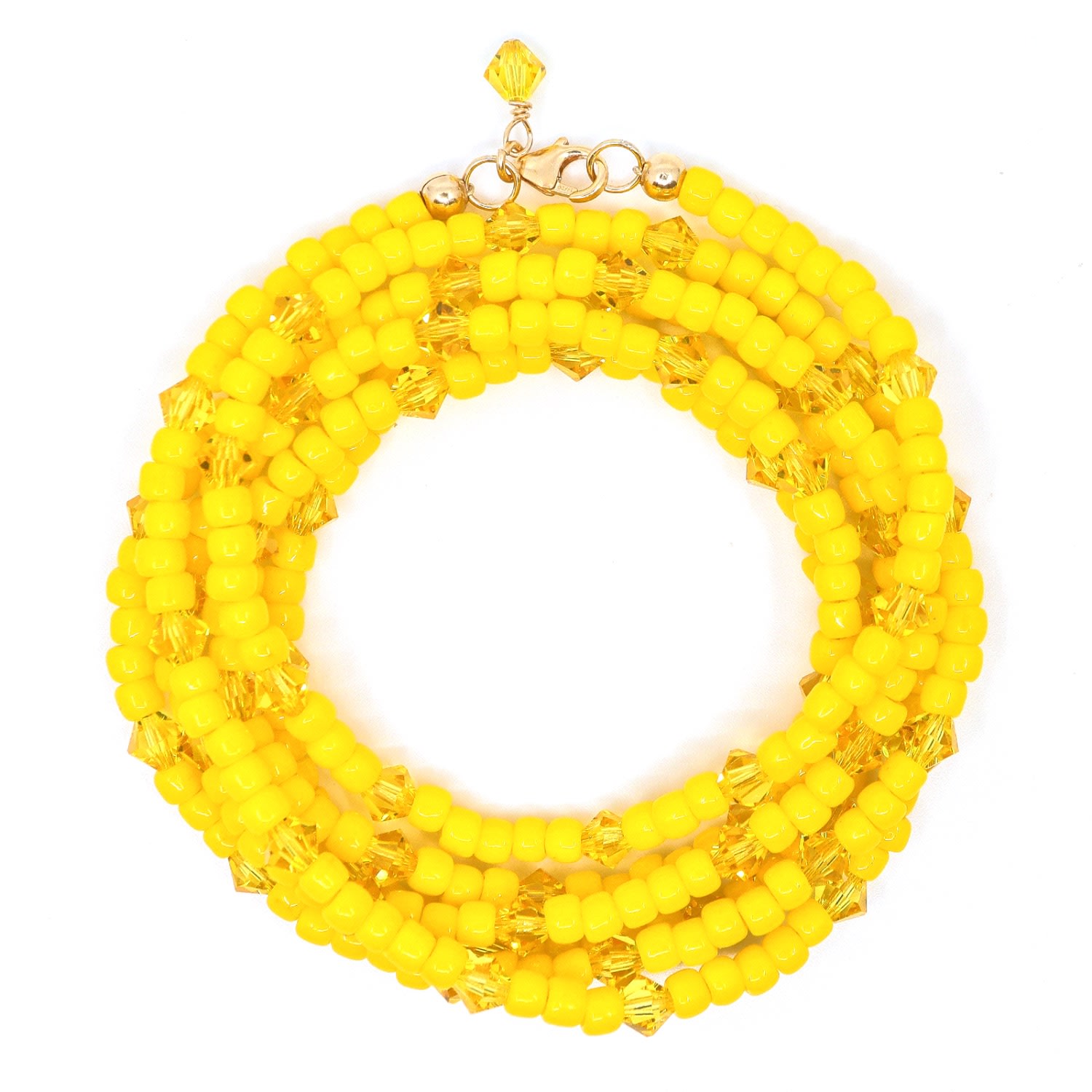 Shar Oke Women's Orange / Gold Yellow & Citrine Swarovski Wrap Beaded Bracelet In Gold