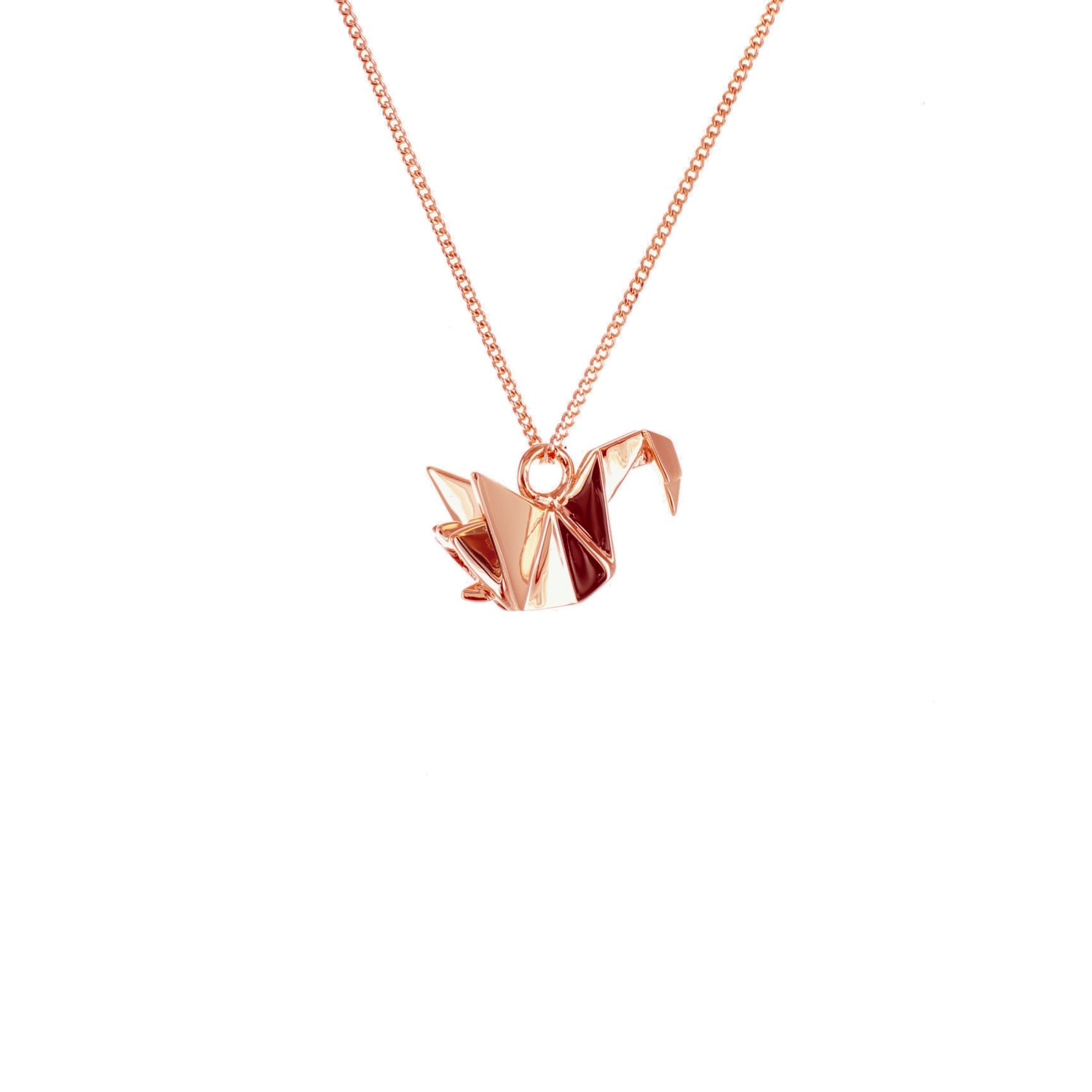 Women’s Mini Swan Necklace Rose Gold Origami Jewellery