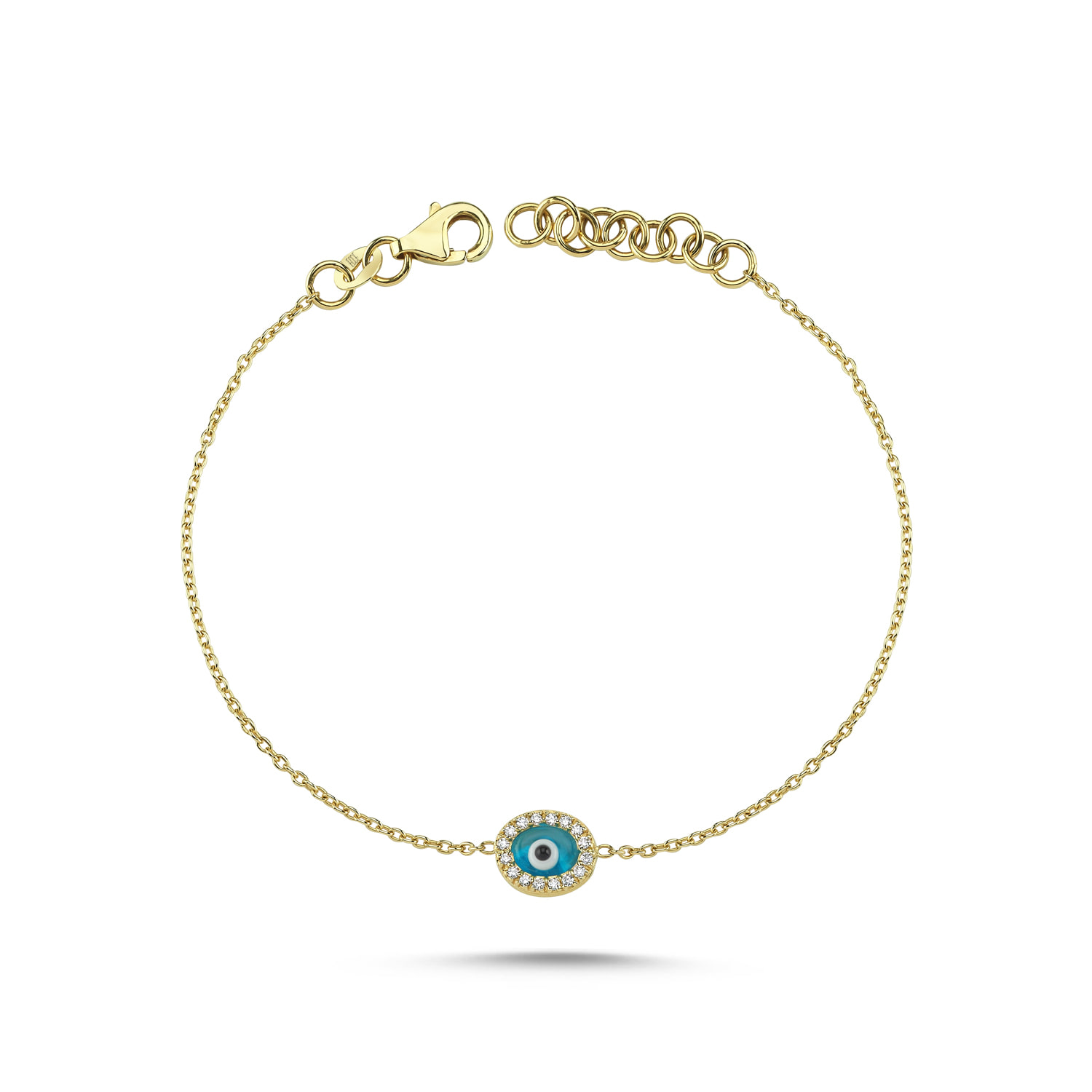 Ecce | Artisan Diamonds Women's Rose Gold 14k Solid Gold Mini Evil Eye Double Sided Diamond Bracelet