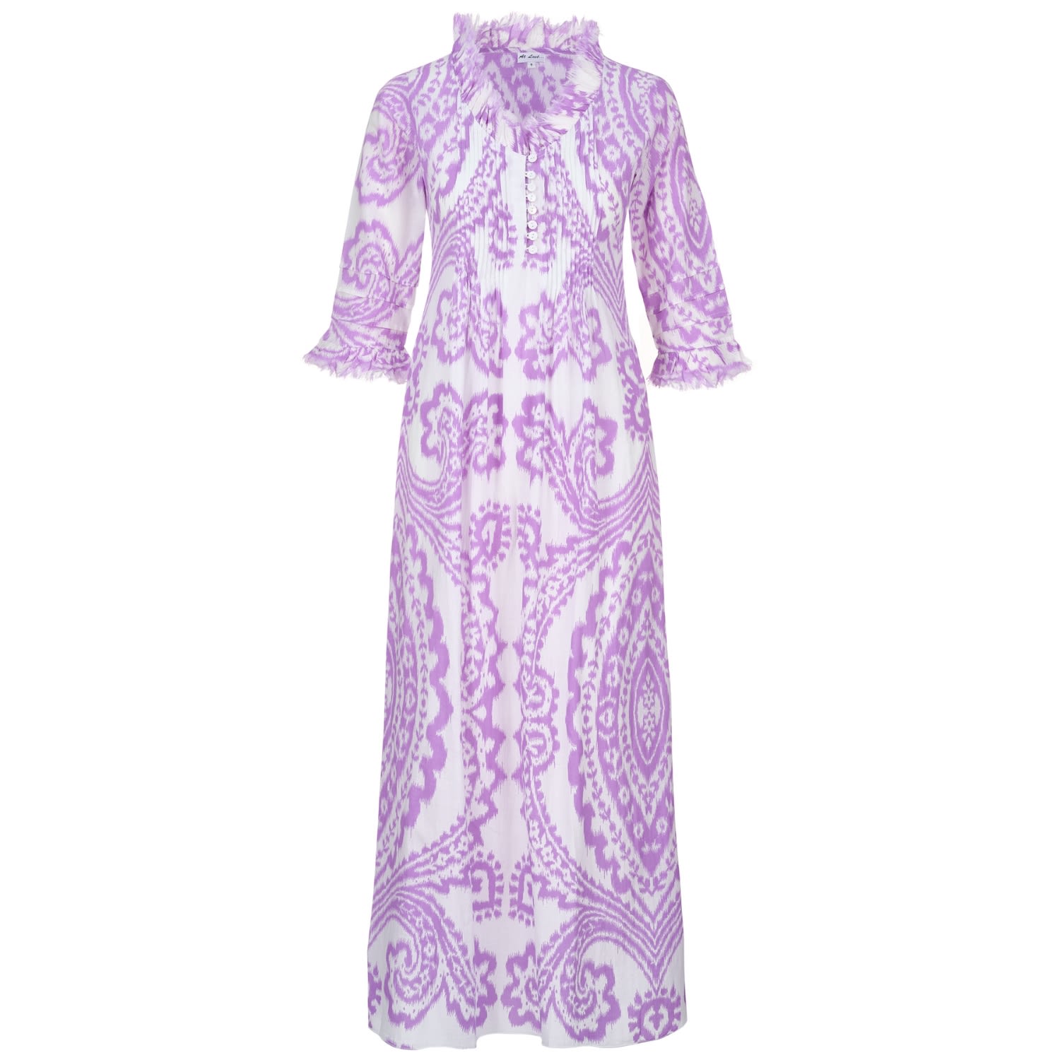 Women’s Pink / Purple Cotton Annabel Maxi Dress In Lilac & White Ikat 5Xl At Last...