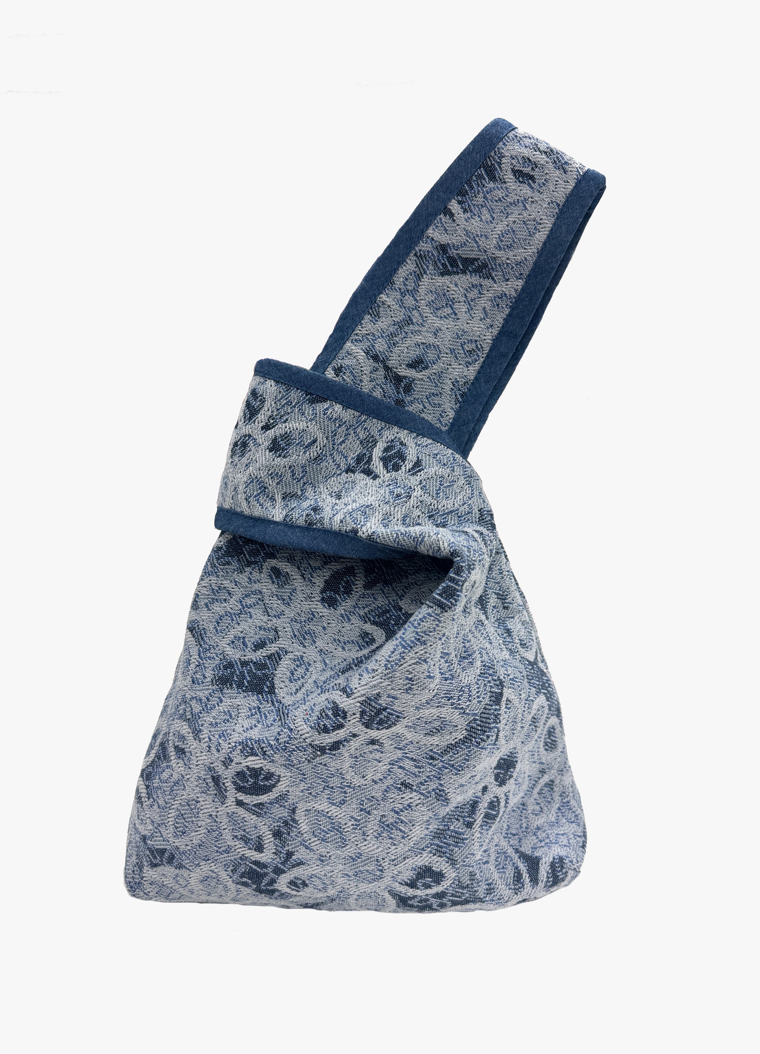 Poppanachic Women's Blue Bloom Japanese Light Denim Knot Bag In Blue