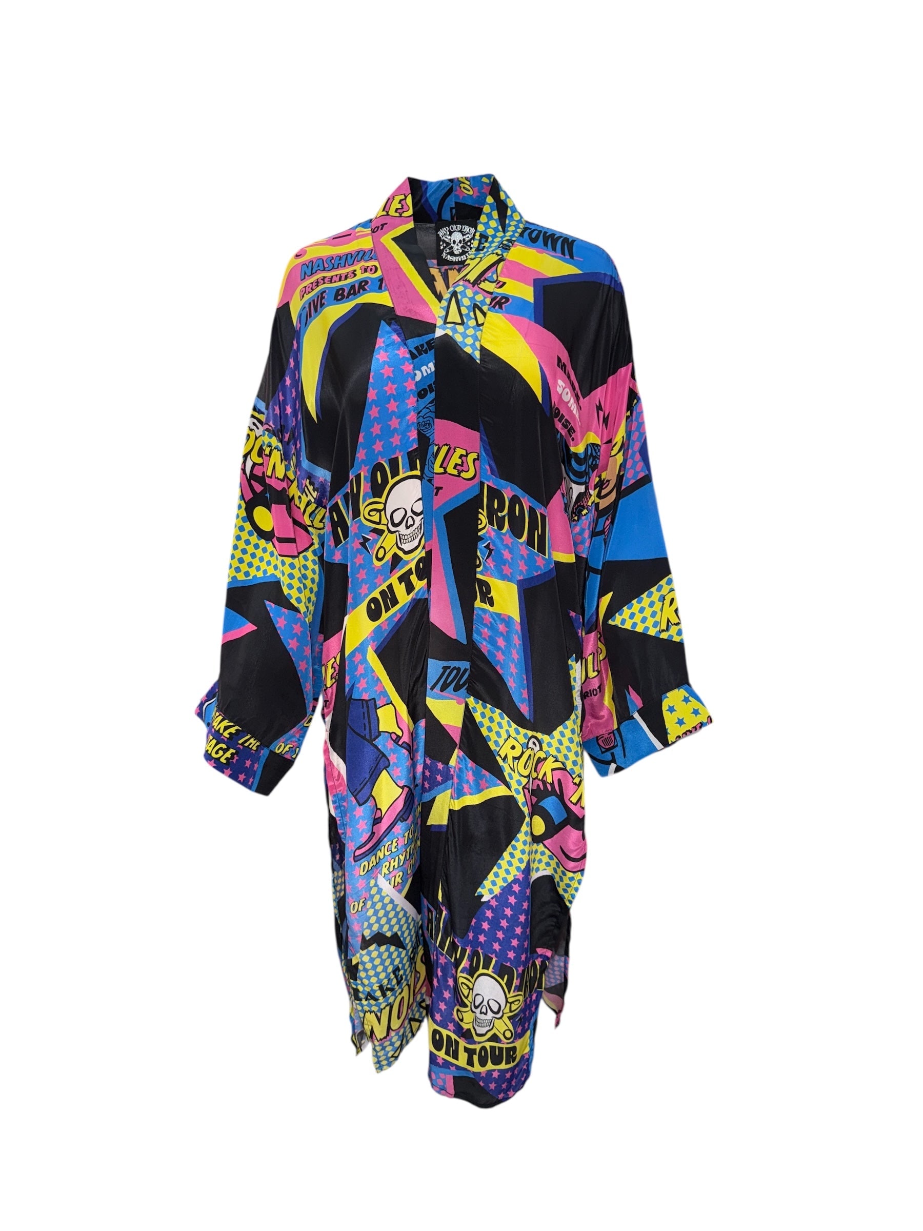 Any Old Iron Women's Black / Pink / Purple Multicolor On Tour Printed Duster In Black
