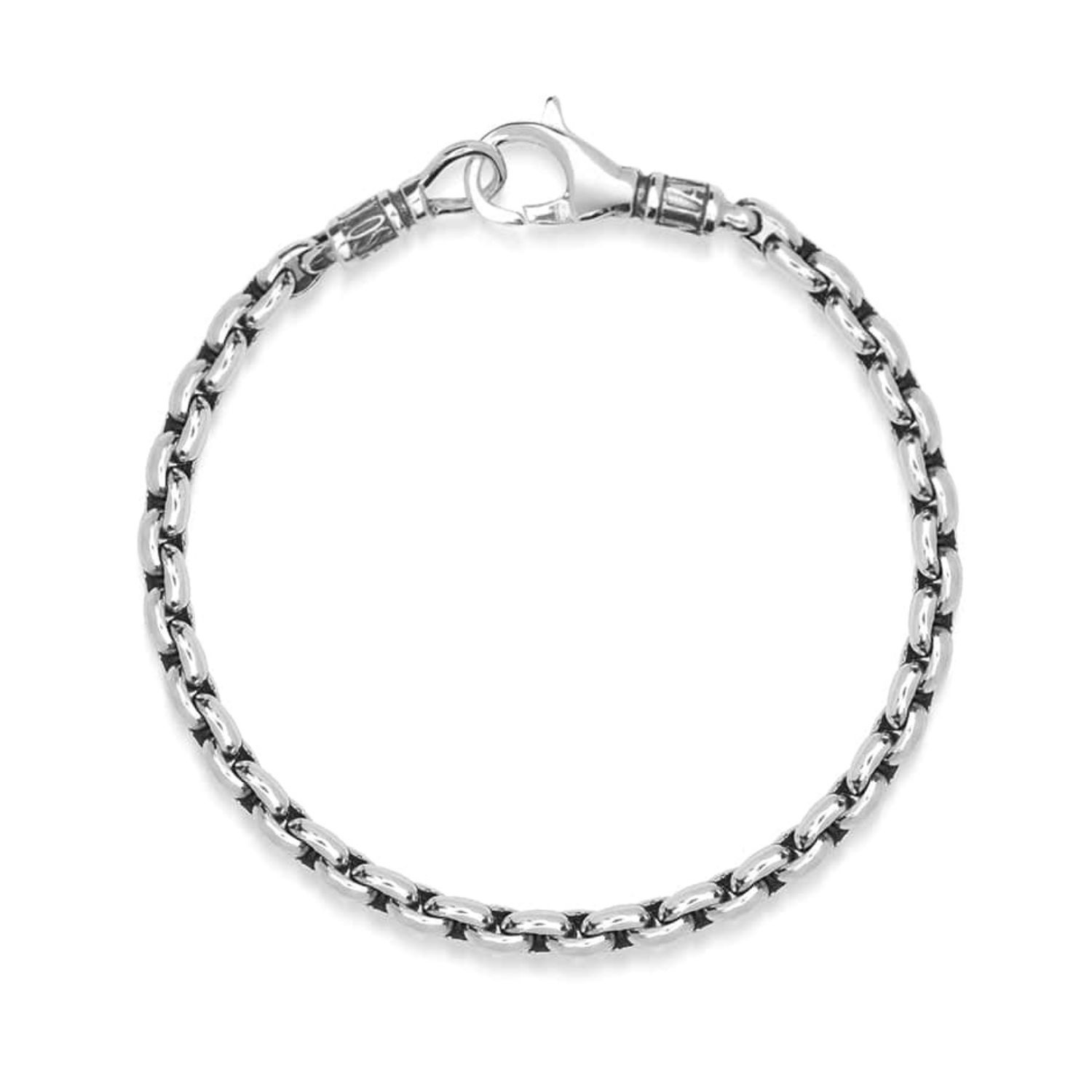 Nialaya Men's Sterling Silver Round Link Chain Bracelet
