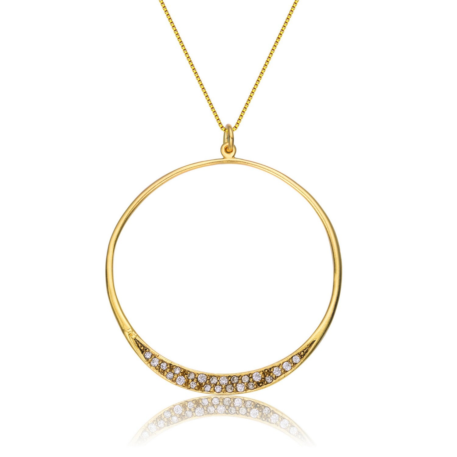 Women’s Gold Overlay Cubic Zirconia Halo Necklace Genevive Jewelry