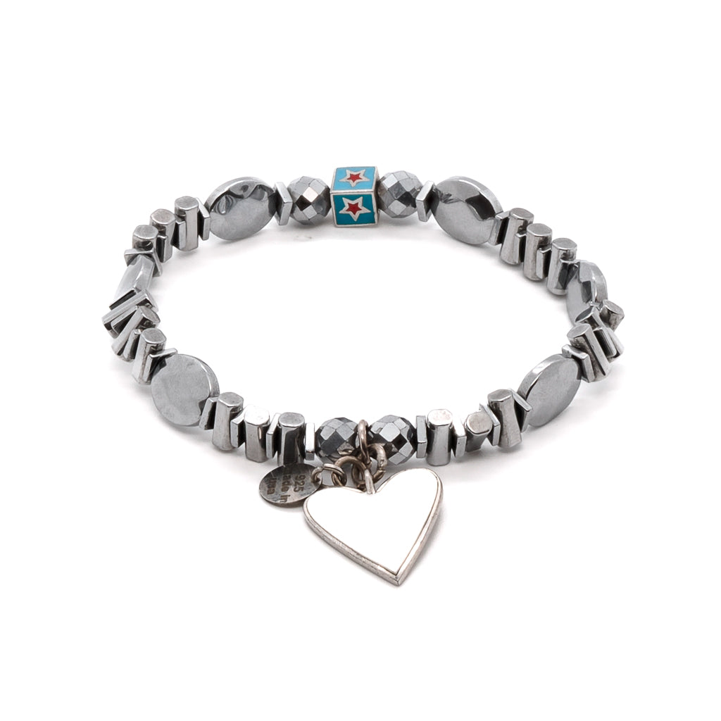 Women’s Blue / White / Silver Pure White Heart Bracelet Ebru Jewelry