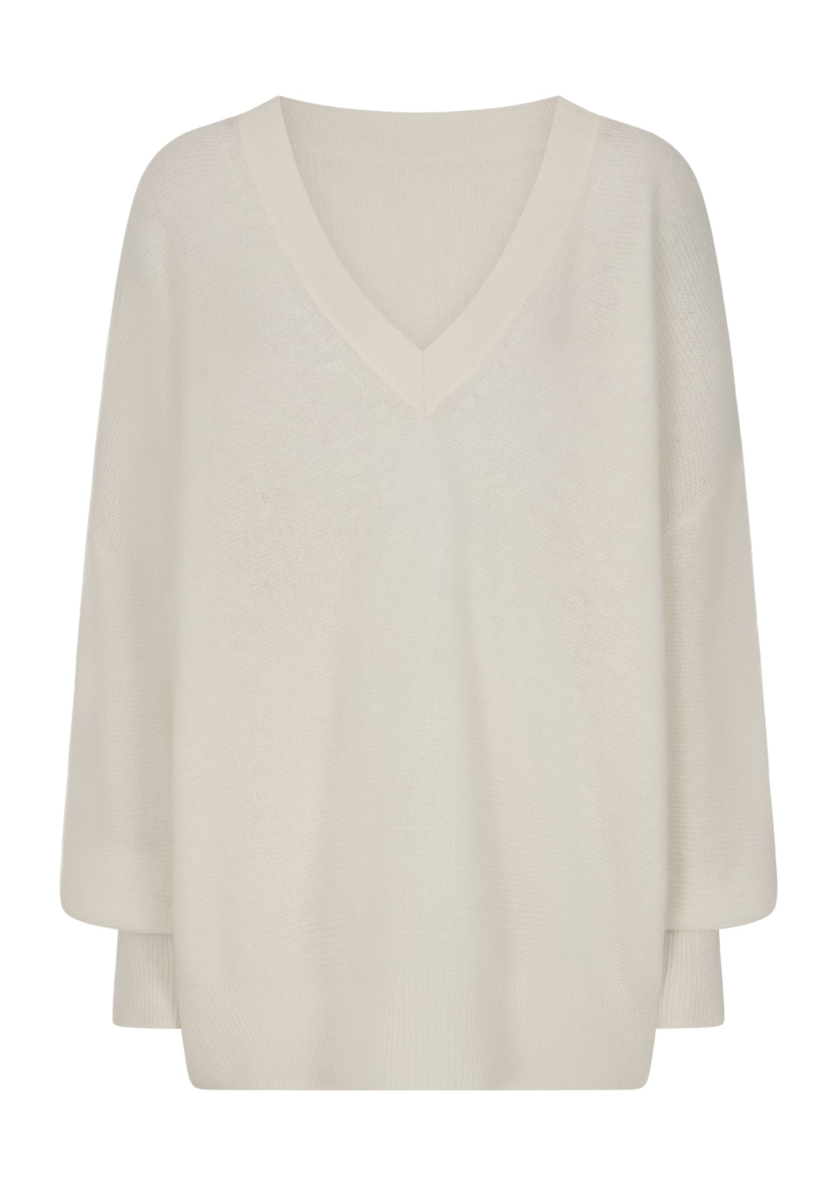 Loop Cashmere Women's Relaxed Lofty V Neck Sweater In Chalk White In Gold