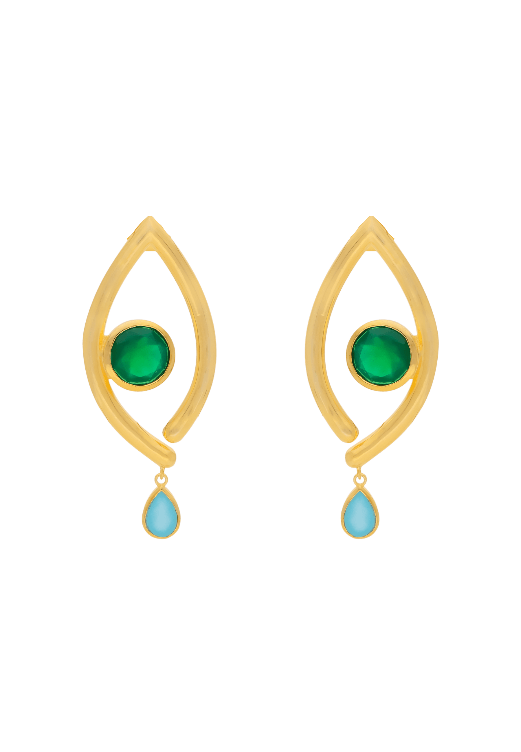 Lavani Jewels Women's Green / Blue Intuition Green Earrings In Gold