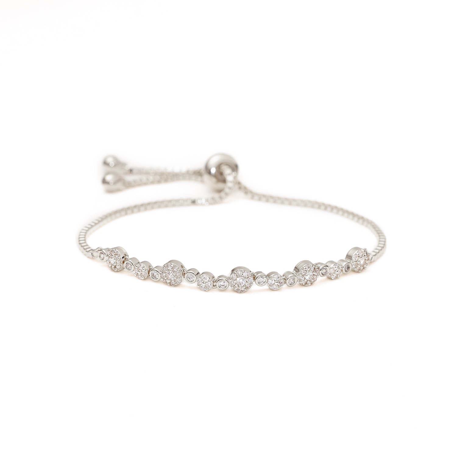 Shabella Nyc Women's Multi-circle Adjustable Bracelet Silver In Silver