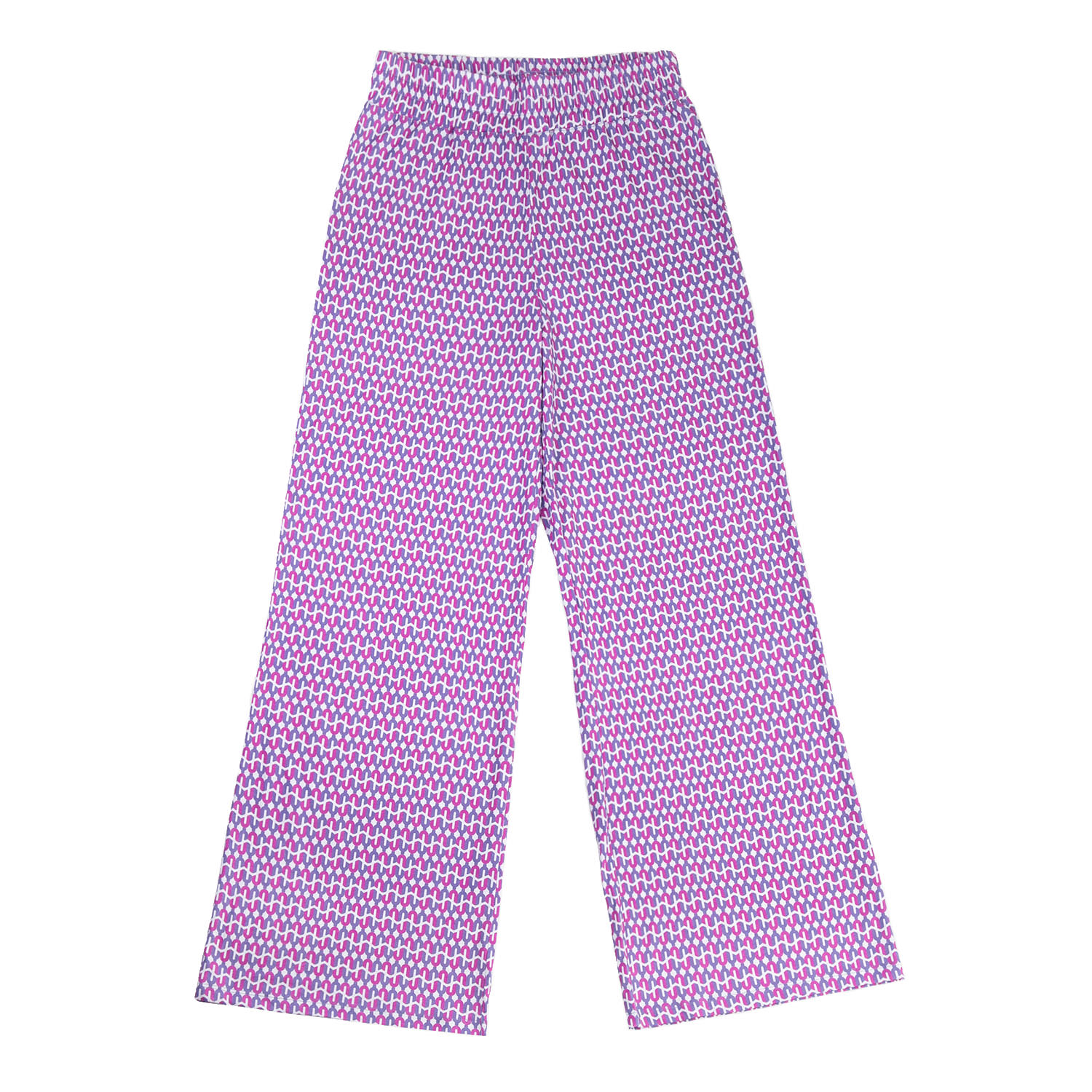 Women’s Pink / Purple Unisex Pink And Blue Printed Cotton Wide-Leg Lounge Trousers Extra Small Iniqual