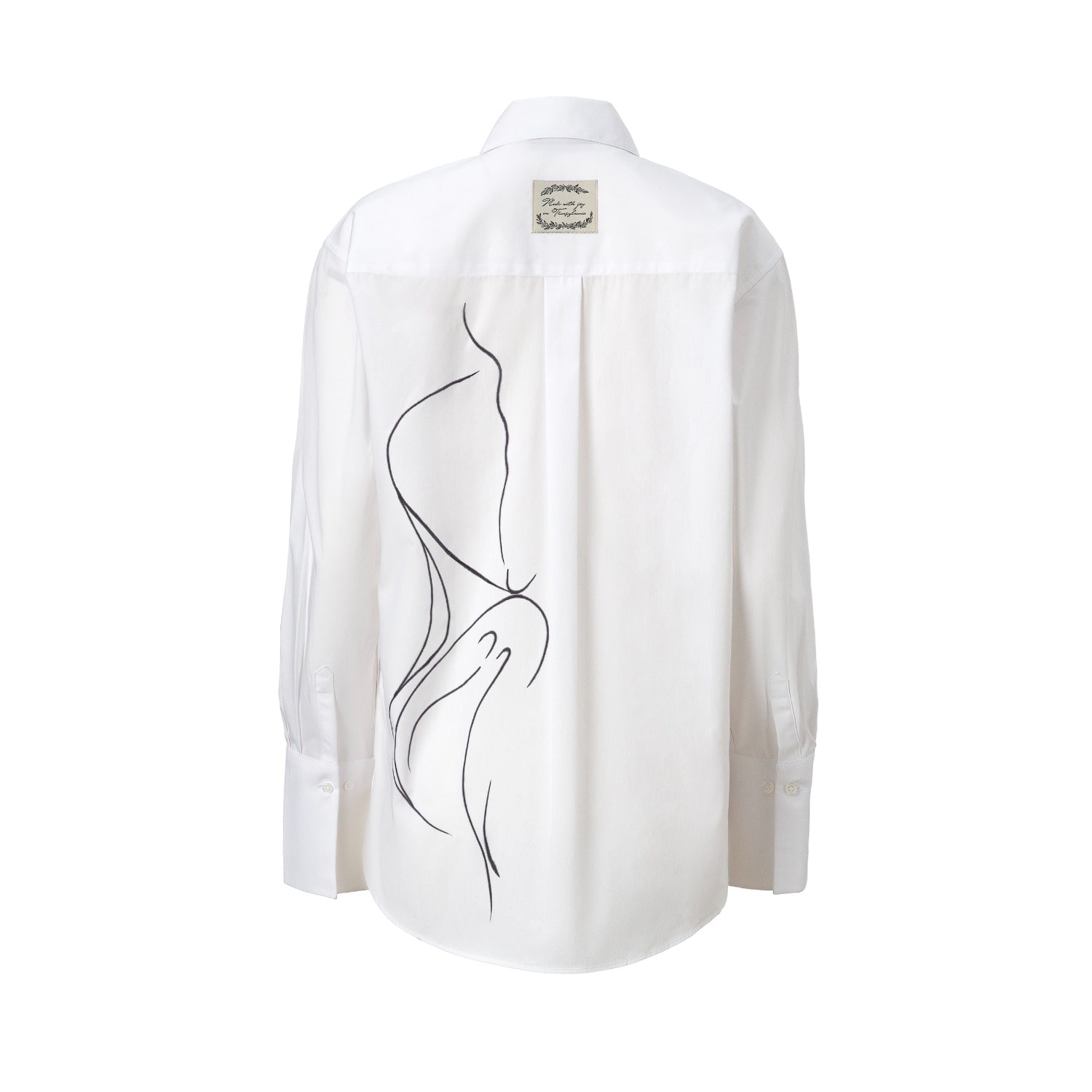 Madlen Women's White / Black Silhouette Hand Painted Shirt In White/black