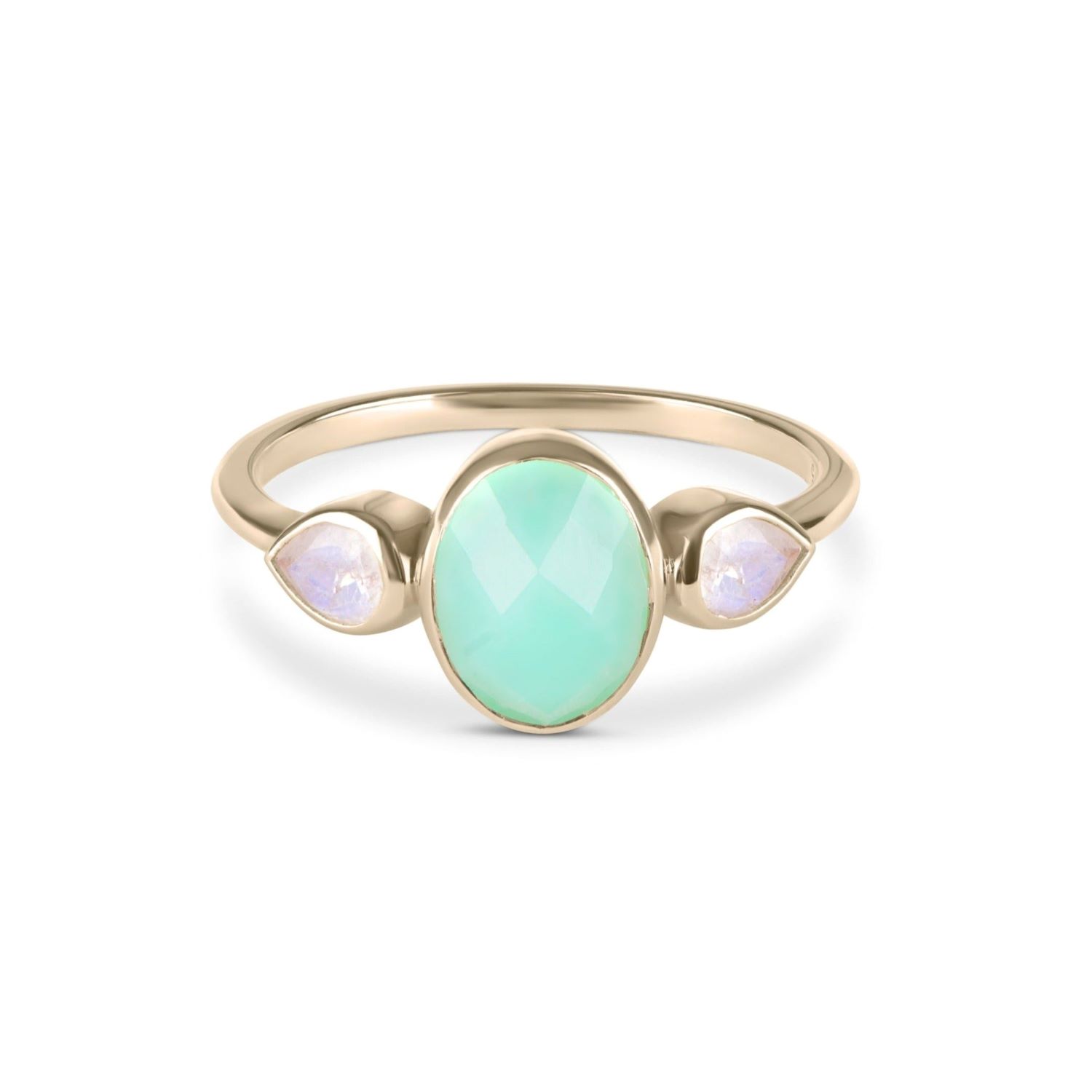 Zohreh V. Jewellery Women's Gold / Blue Chrysoprase & Moonstone Ring 9k Gold