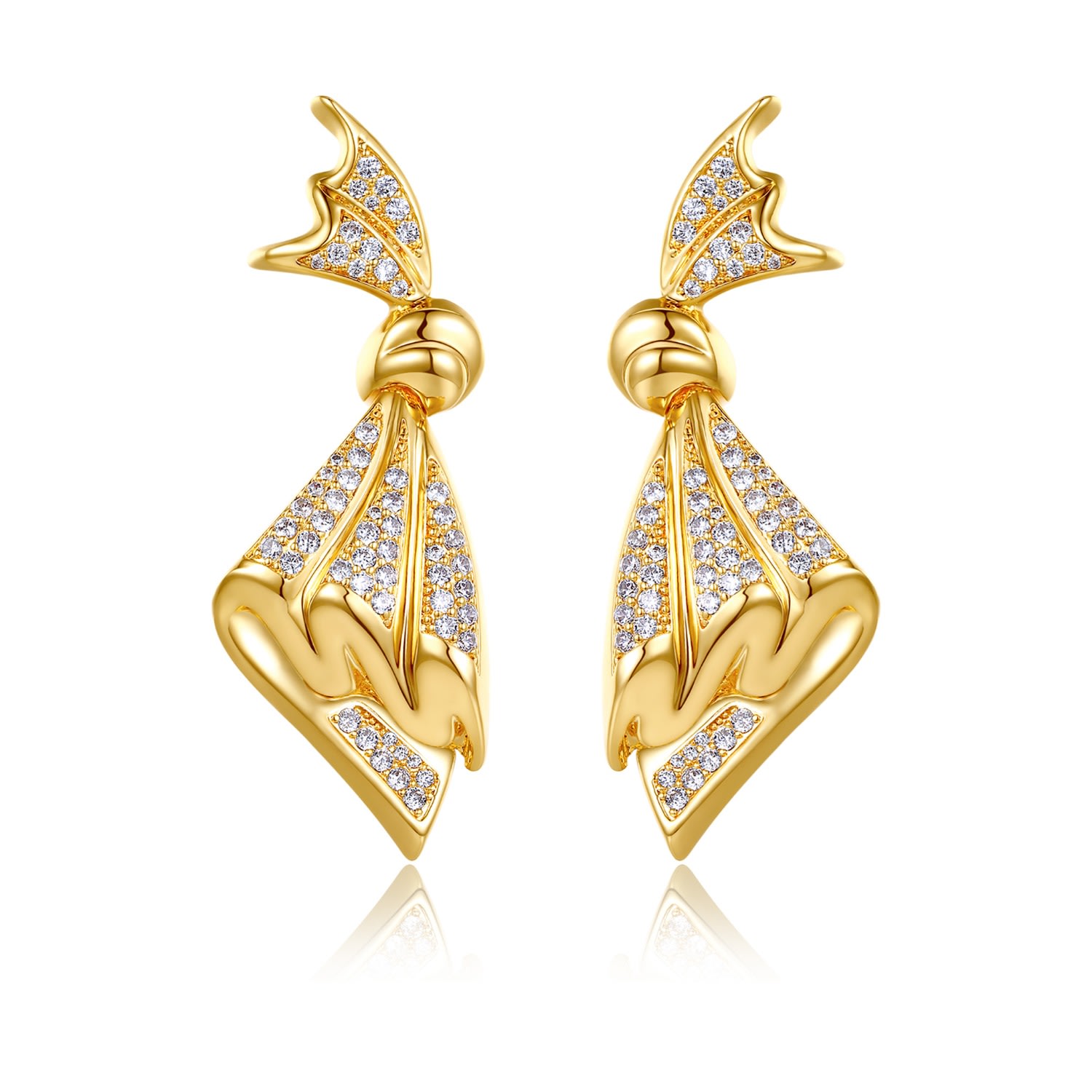 Shop Classicharms Women's Gold Pavé Diamonds Embellished Butterfly Earrings