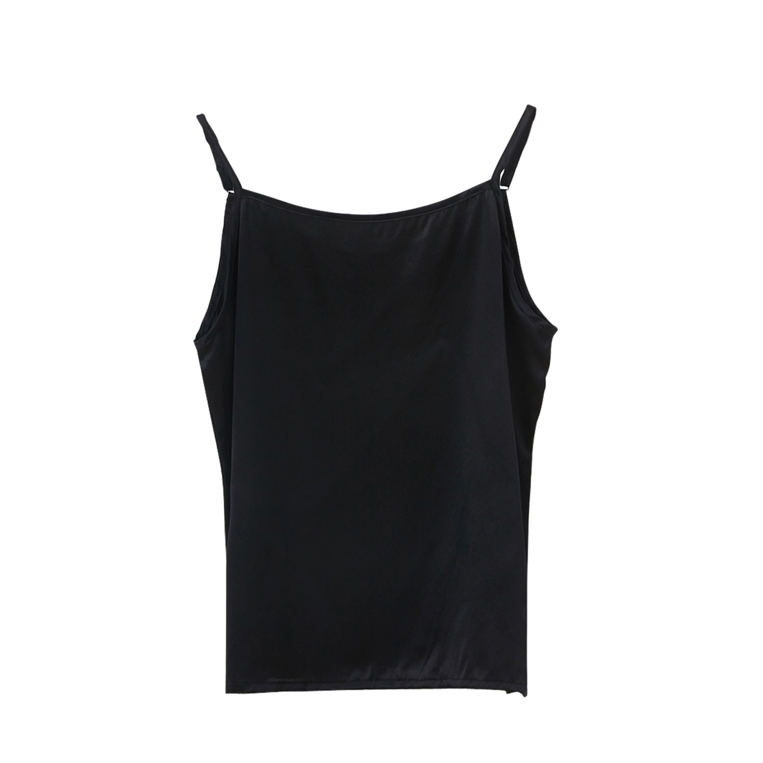 Soft Strokes Silk Women's Pure Mulberry Silk Camisole With Adjustable Straps - Relaxed Fit - Black In Black