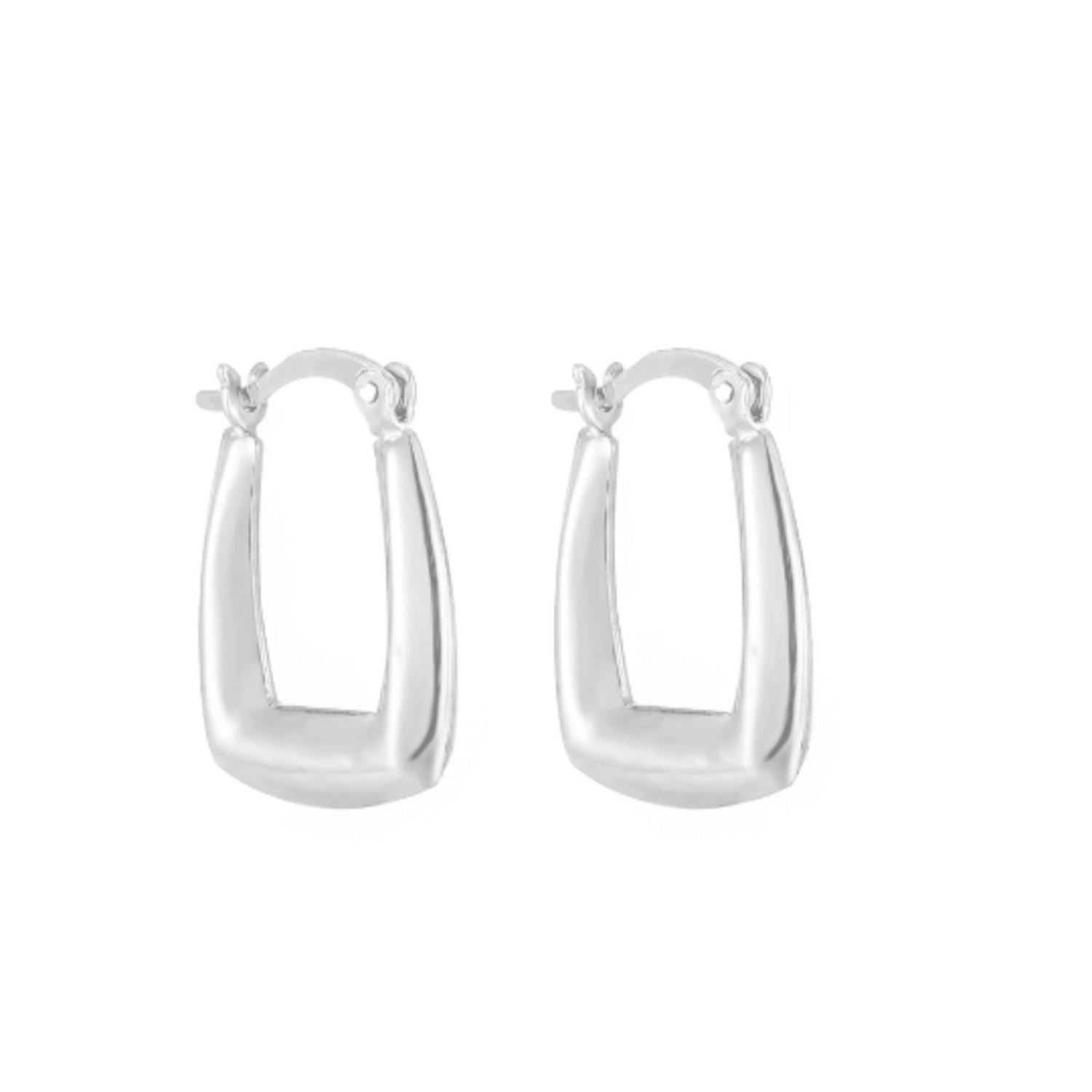 Women’s Ecoated Sterling Silver Edged Rectangular Hoop Earrings Seol + Gold