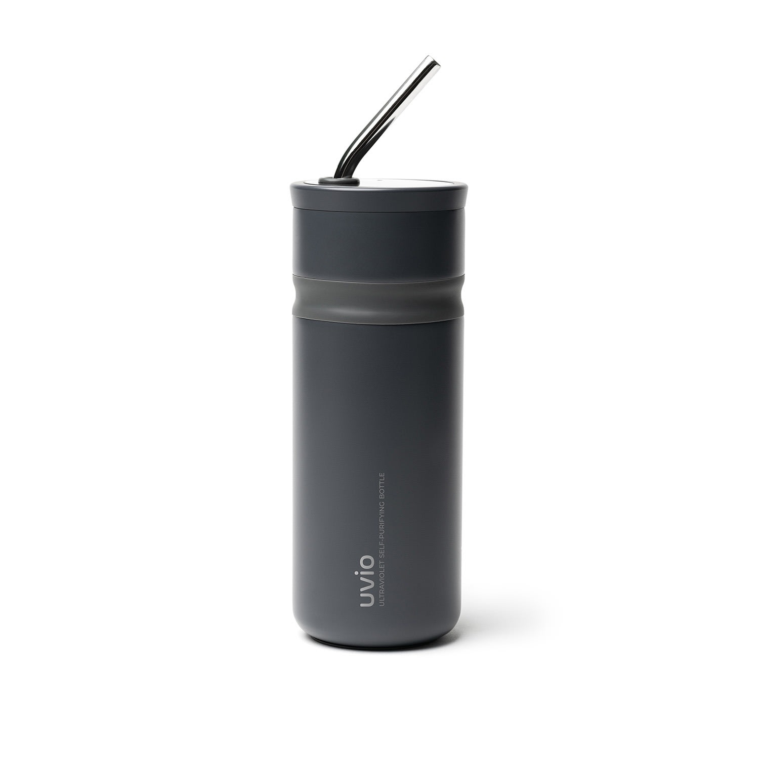 Uvio Ultraviolet Self-Purifying Straw Water Bottle-Charcoal Black Ohom