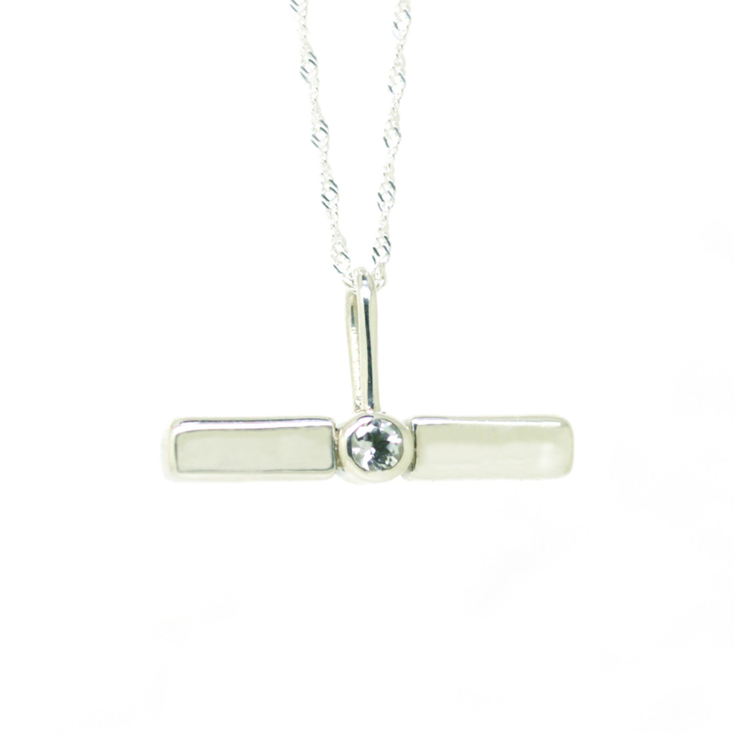 Etta Burton Jewellery Women's White / Neutrals / Silver T Bar Topaz Sterling Silver Pendant Necklace
