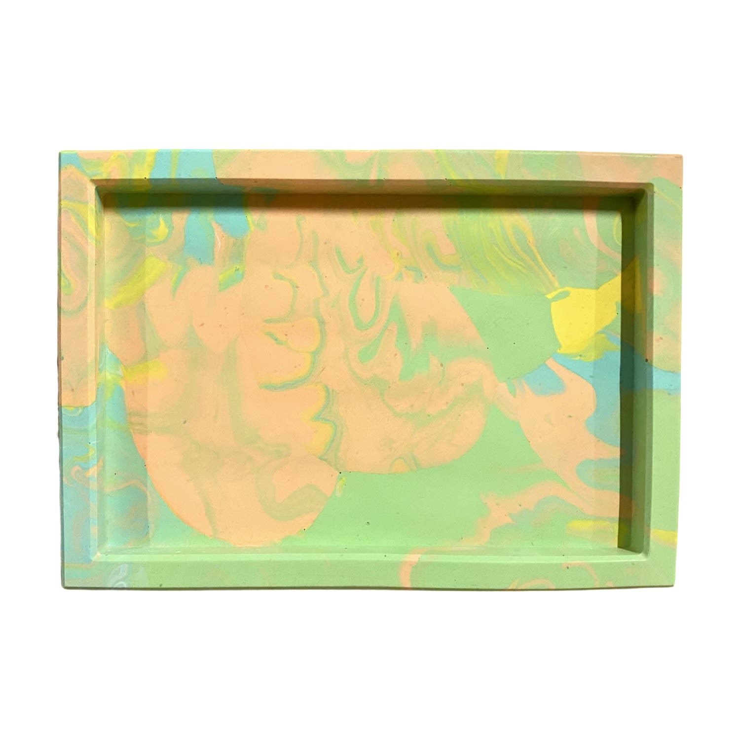 By Shax Sunnyside Up Rectangular Tray - Green, Orange In Multi