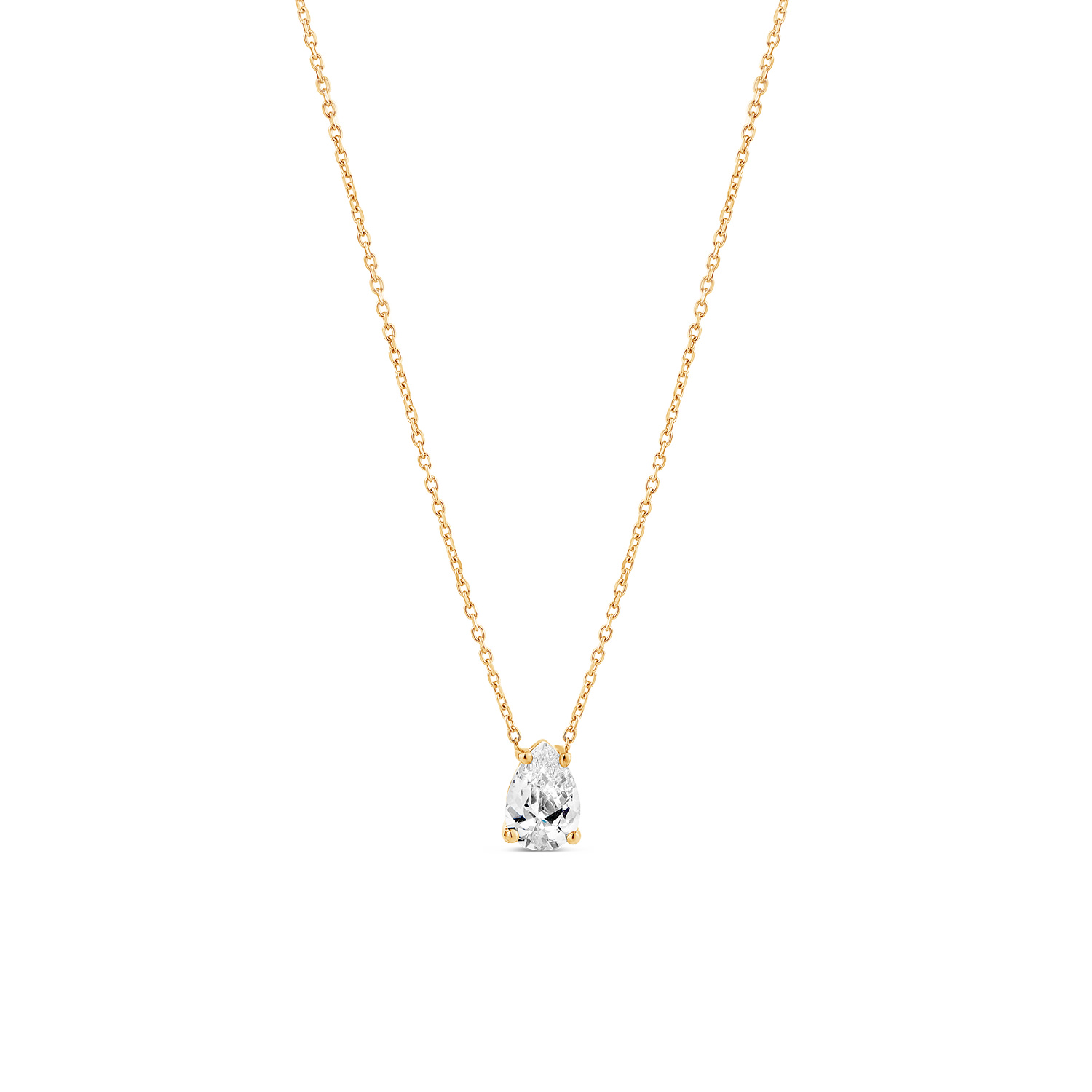 Sally Skoufis Women's White / Gold Pure Droplet Necklace Petite With Man Made White Cz Diamond Stimulant In Sterli In Multi