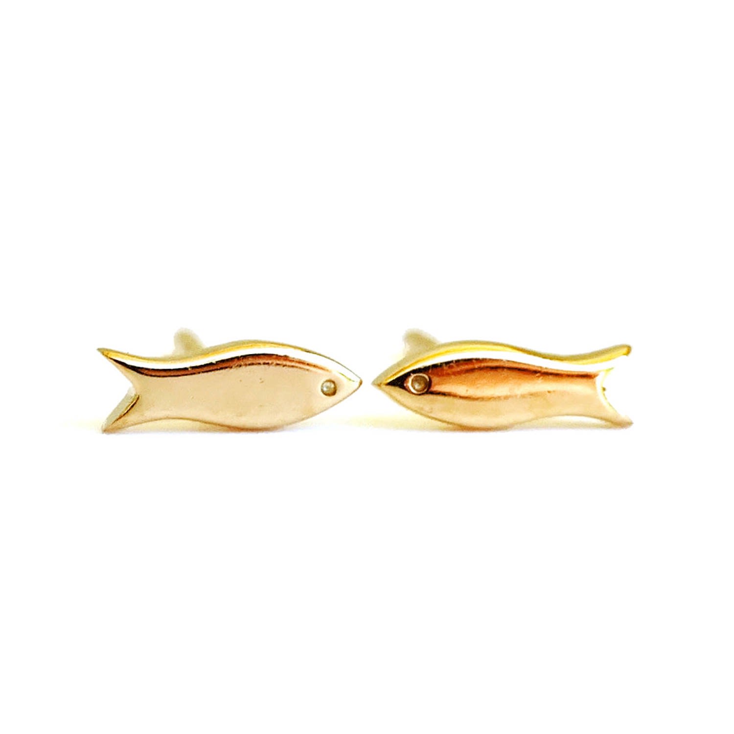 Lime Tree Design Women's Mini Fish Stud Earrings - Gold Vermeil