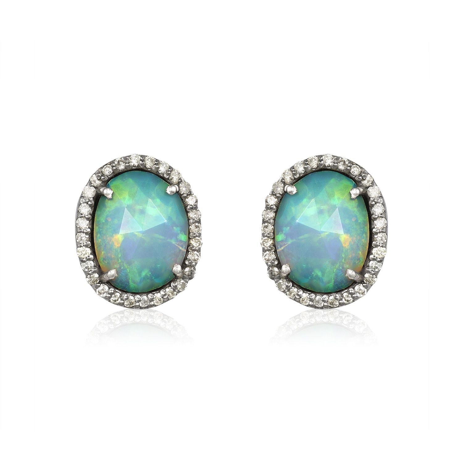 Women’s Silver Galaxy Opal Diamond Studs Moraine Lui Jewelry