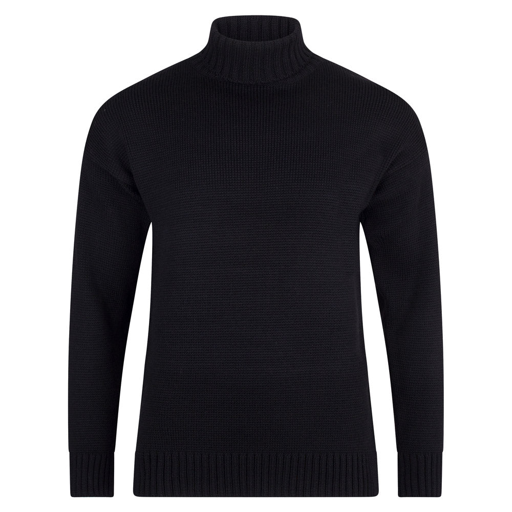 Paul James Knitwear Men's Modern Submariner Porter Roll Neck Merino Wool Jumper - Black In Black
