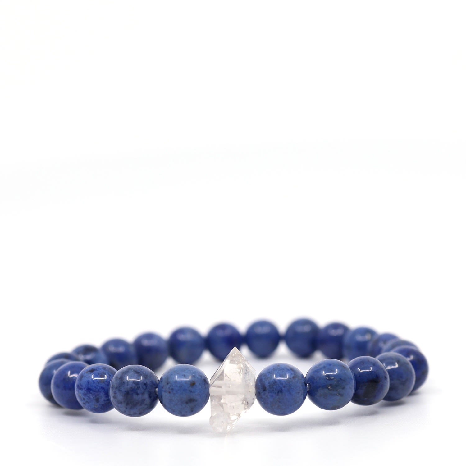 Shar Oke Men's Blue Dumortierite & Herkimer Diamond Bracelet