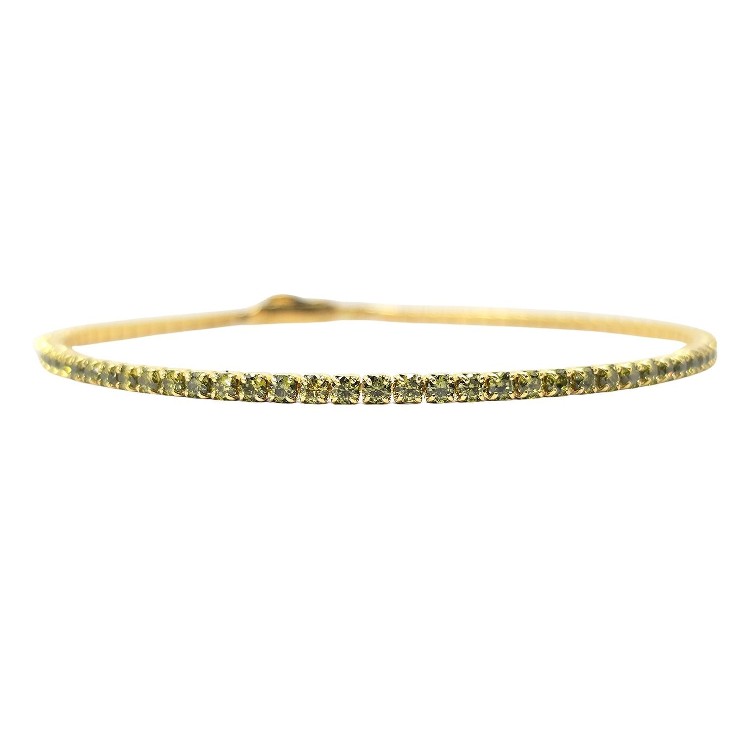 Harfi Women's Gold / Green Peridot August Birthstone Dainty Tennis Bracelet In Multi